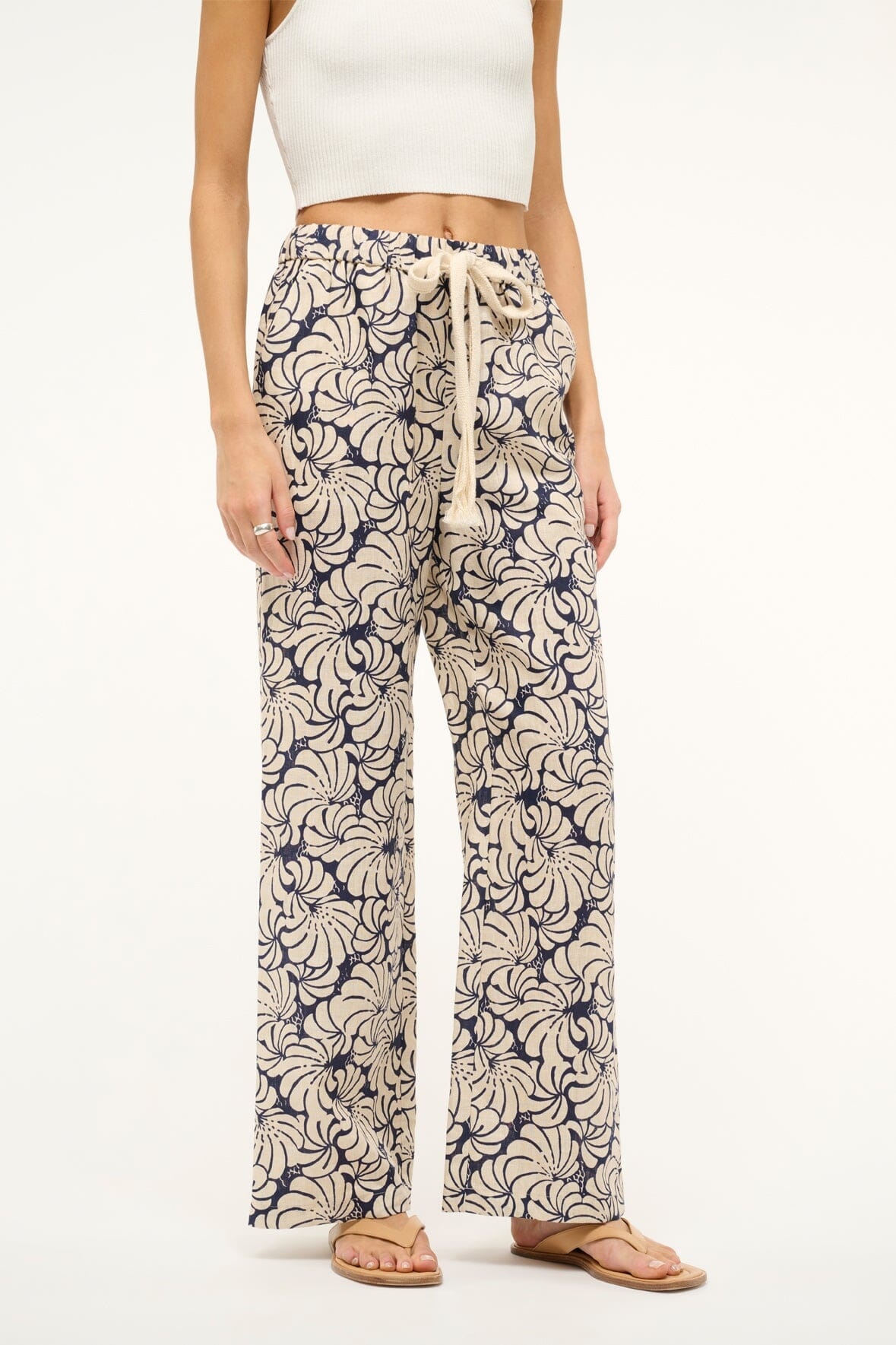 STAUD ALIZE PANT NAVY SCALLOP BLOCK PRINT - 2