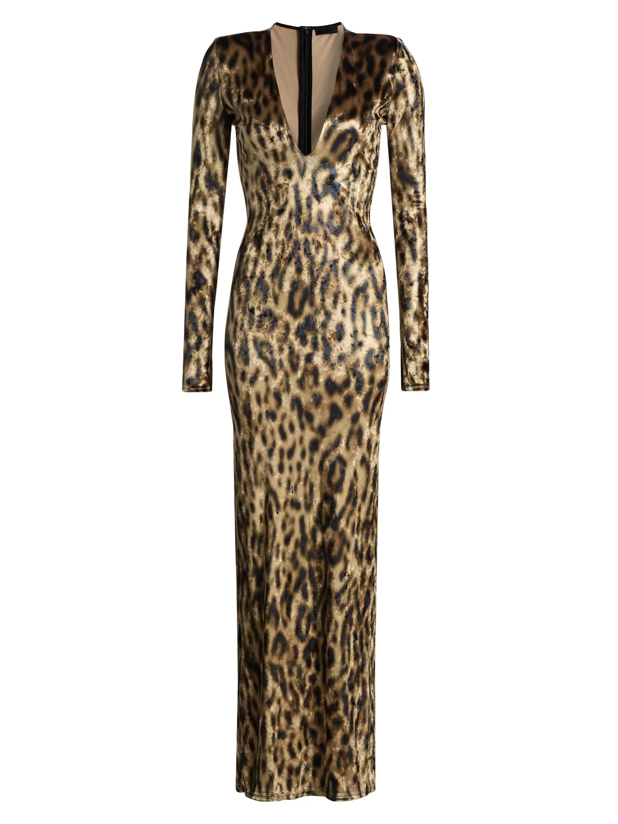 Women's Re-Edition Velvet Leopard-Print V-Neck Gown - Leopard - 1