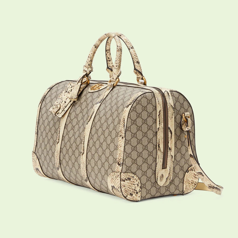 GUCCI Python trim duffle bag with Double G outlook