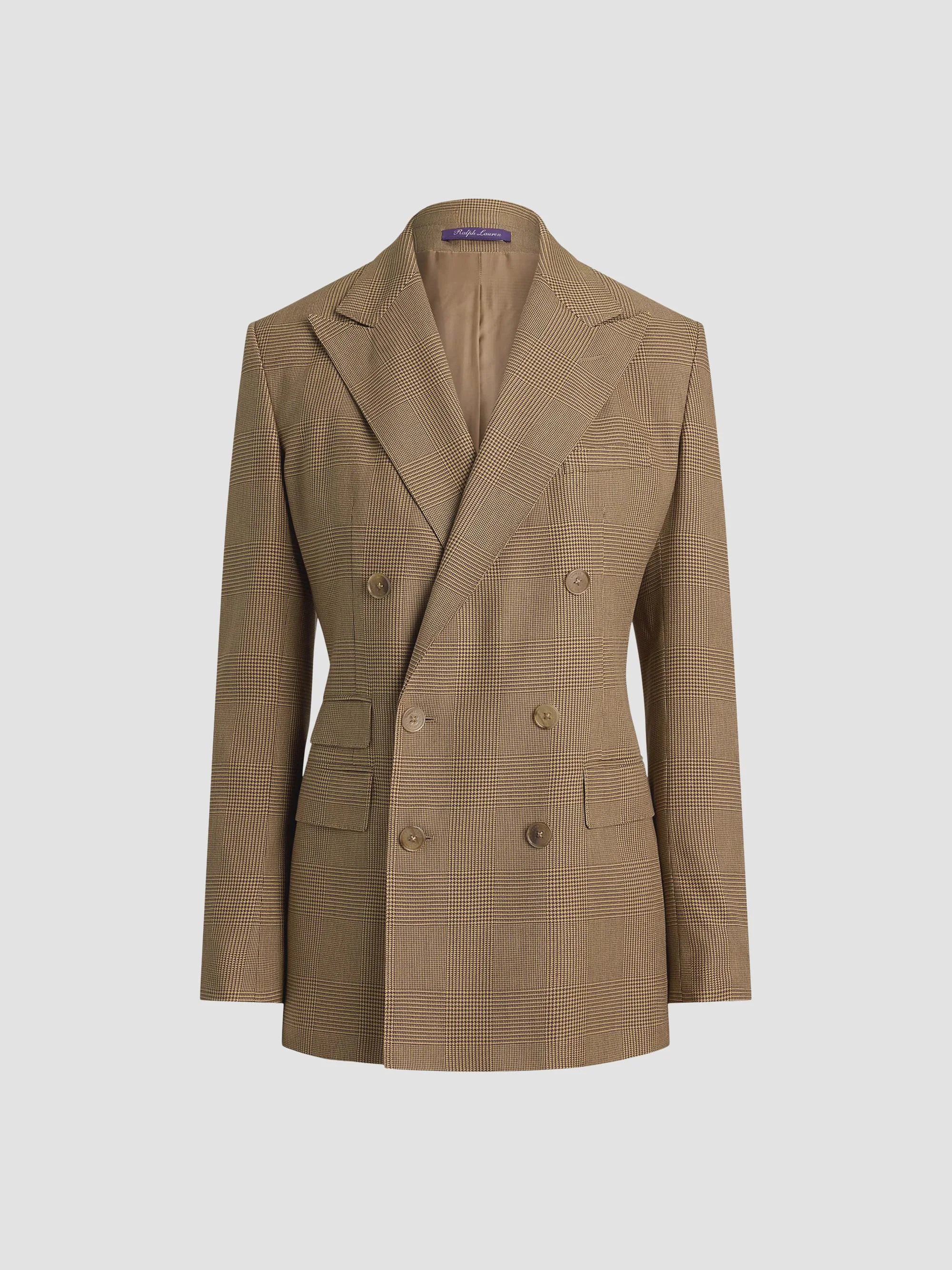 Women's Lily Glen Plaid Silk Blazer - Sycamore Light Tan - 1