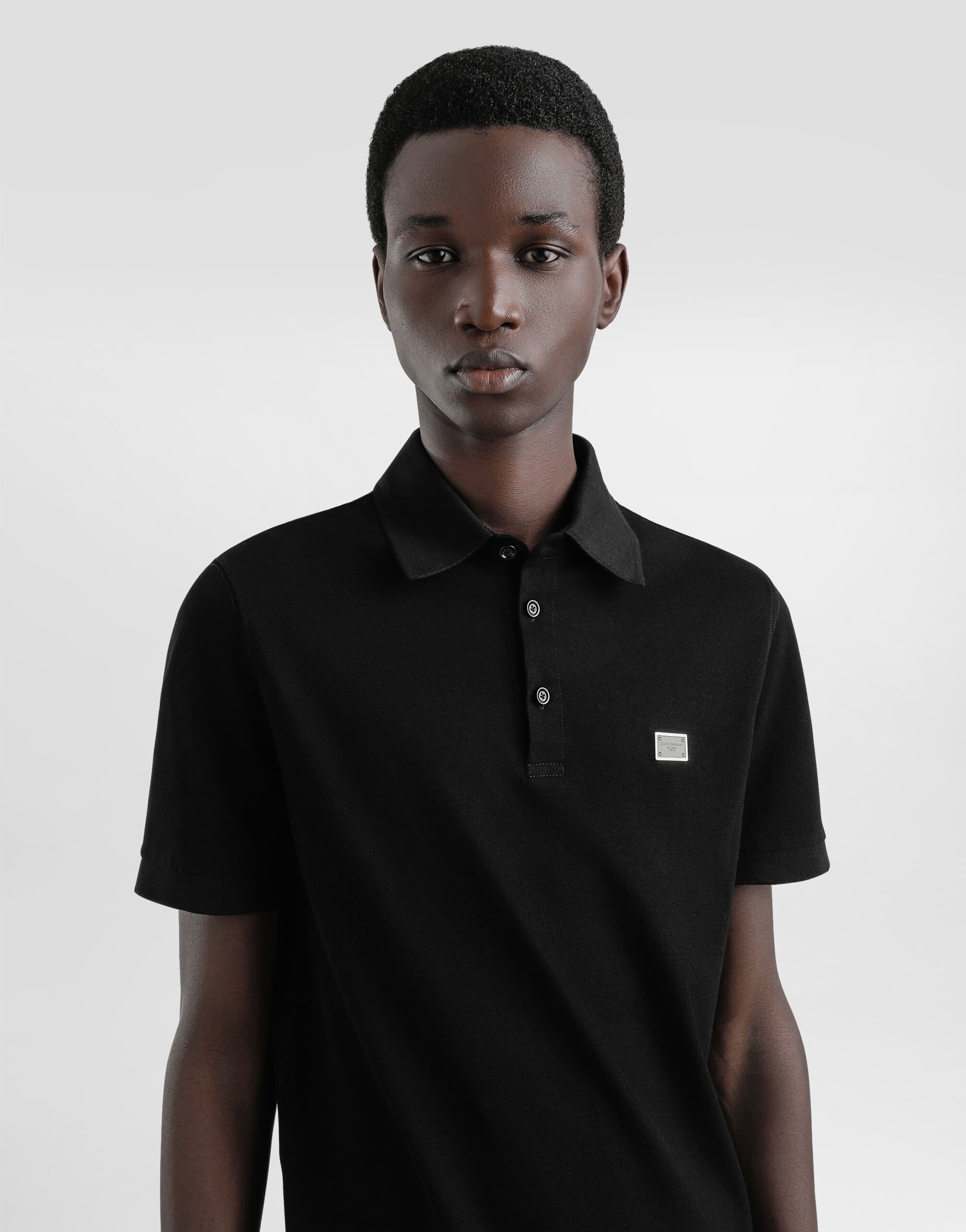 Cotton polo-shirt with logo tag - 4