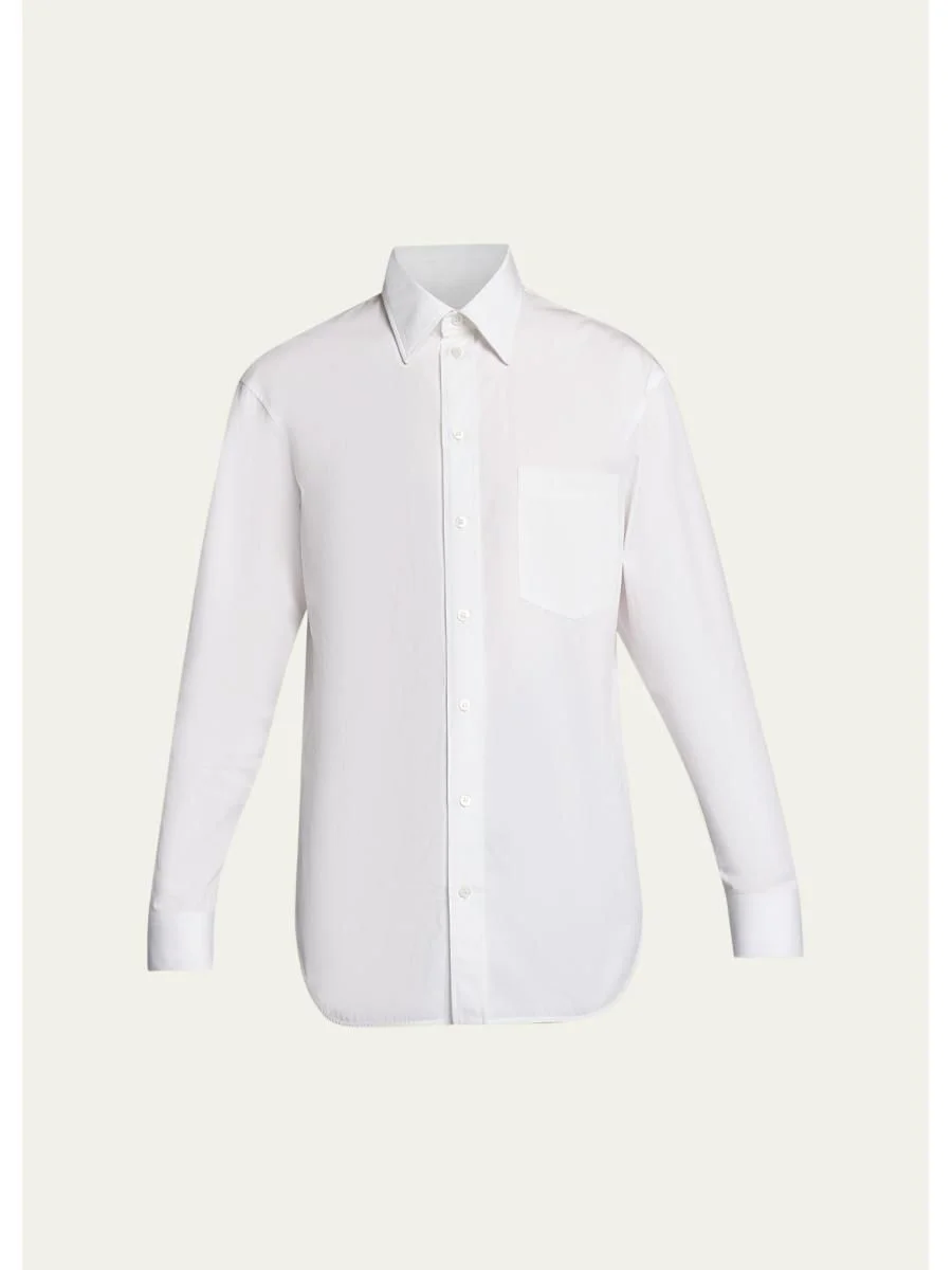 Men's Cotton Poplin Point-Collar Sport Shirt - 1