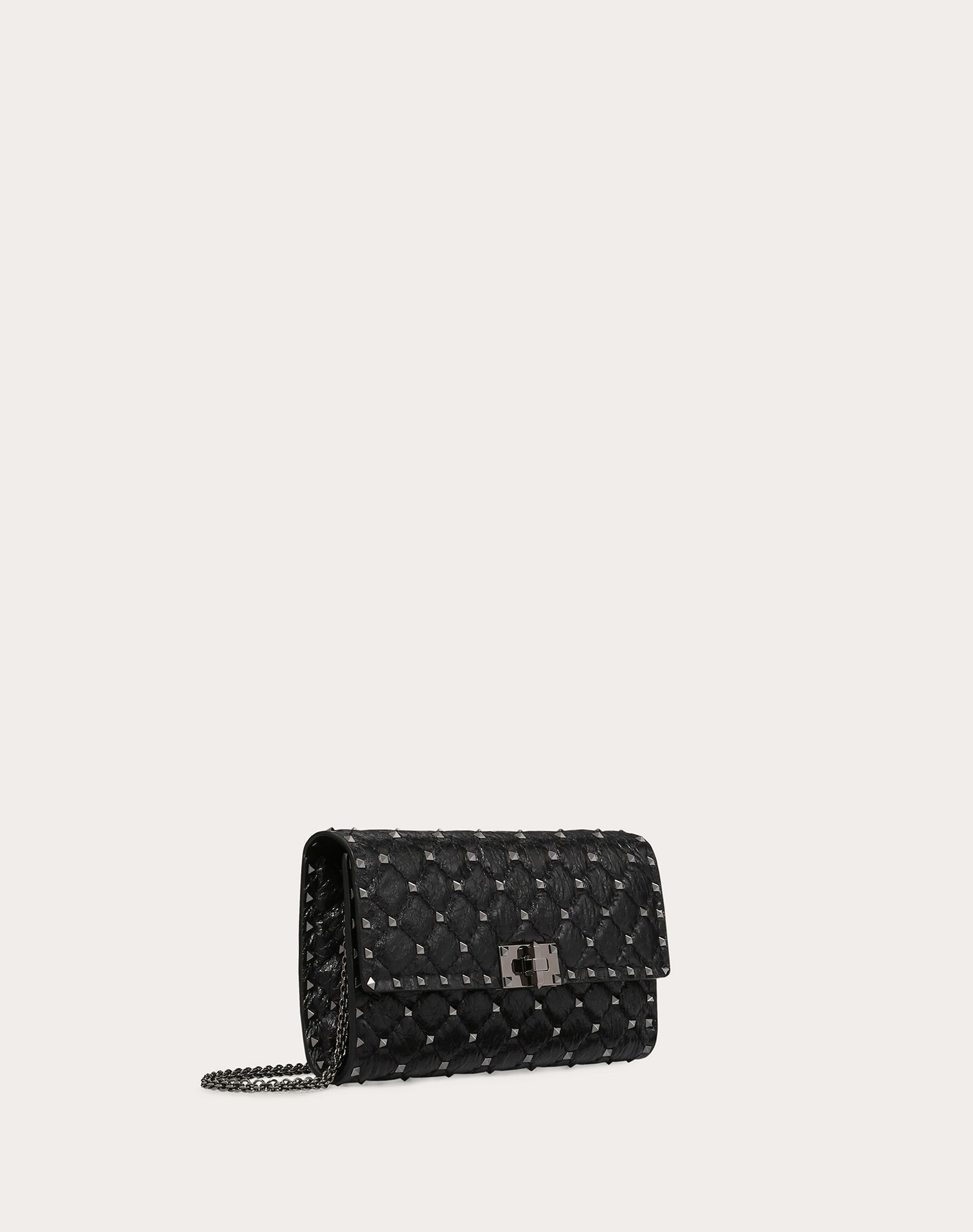 Crinkled lambskin Rockstud Spike crossbody clutch - 2