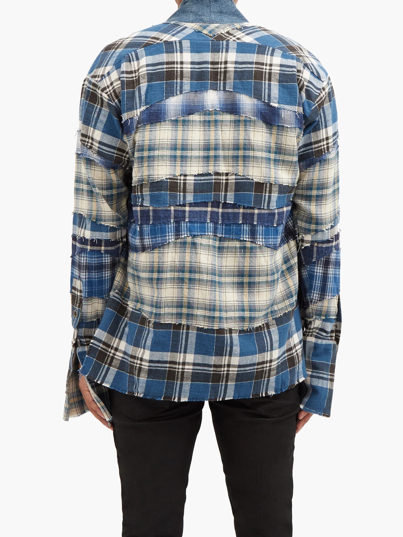 GL1 Mixed Plaid deconstructed denim cotton shirt - 5