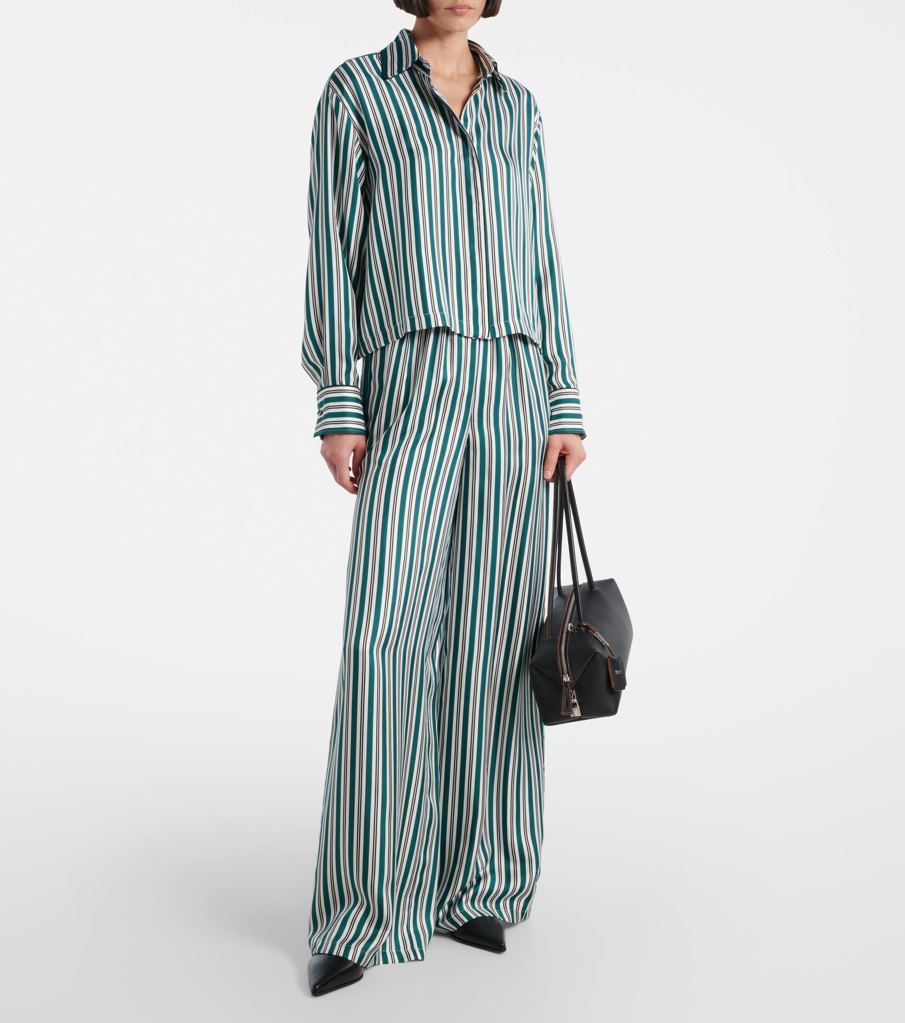 Ladino striped wide-leg silk twill pants - 2