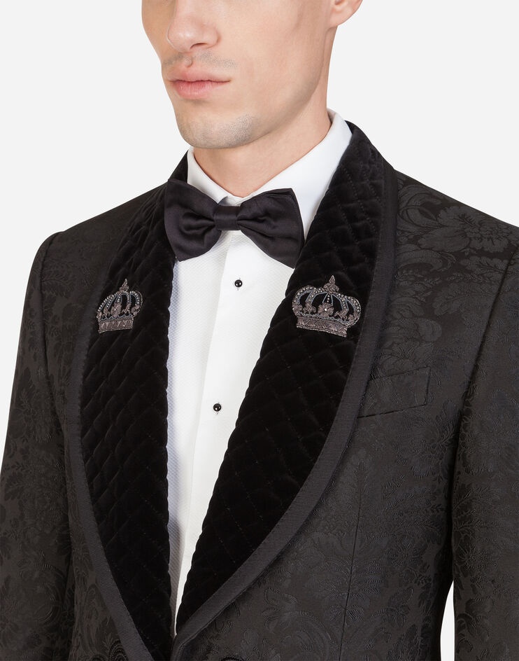 Jacquard tuxedo smoking jacket with patch - 4