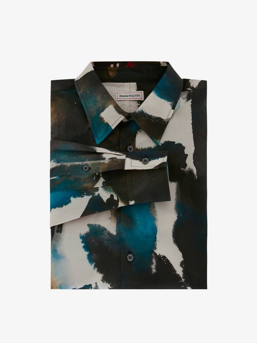 Men's Watercolour Graffiti Shirt in Multicolour - 5