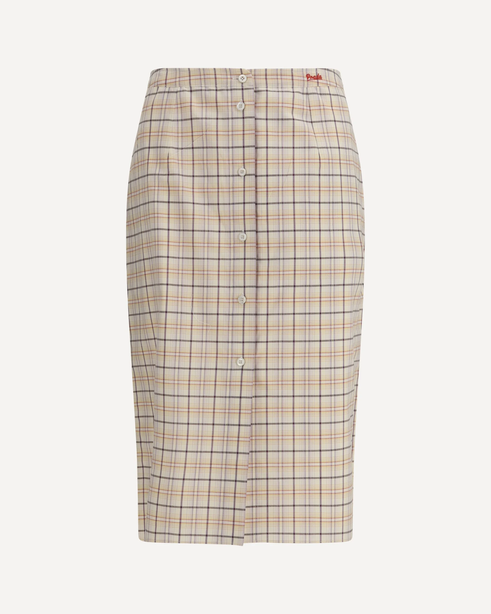 Checked Cotton Poplin Pencil Skirt - 1