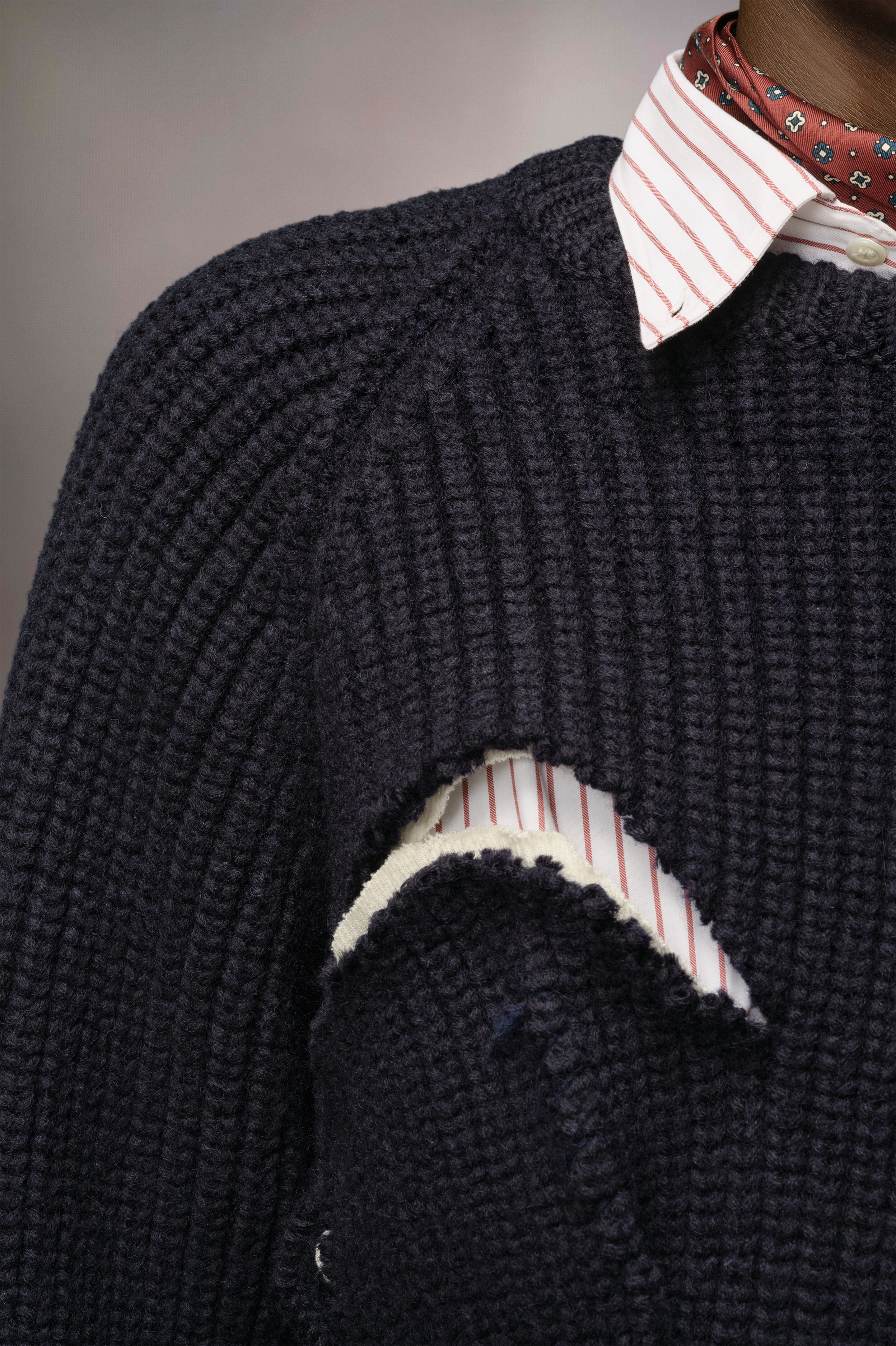 Twill pinstripe shirt sweater - 5