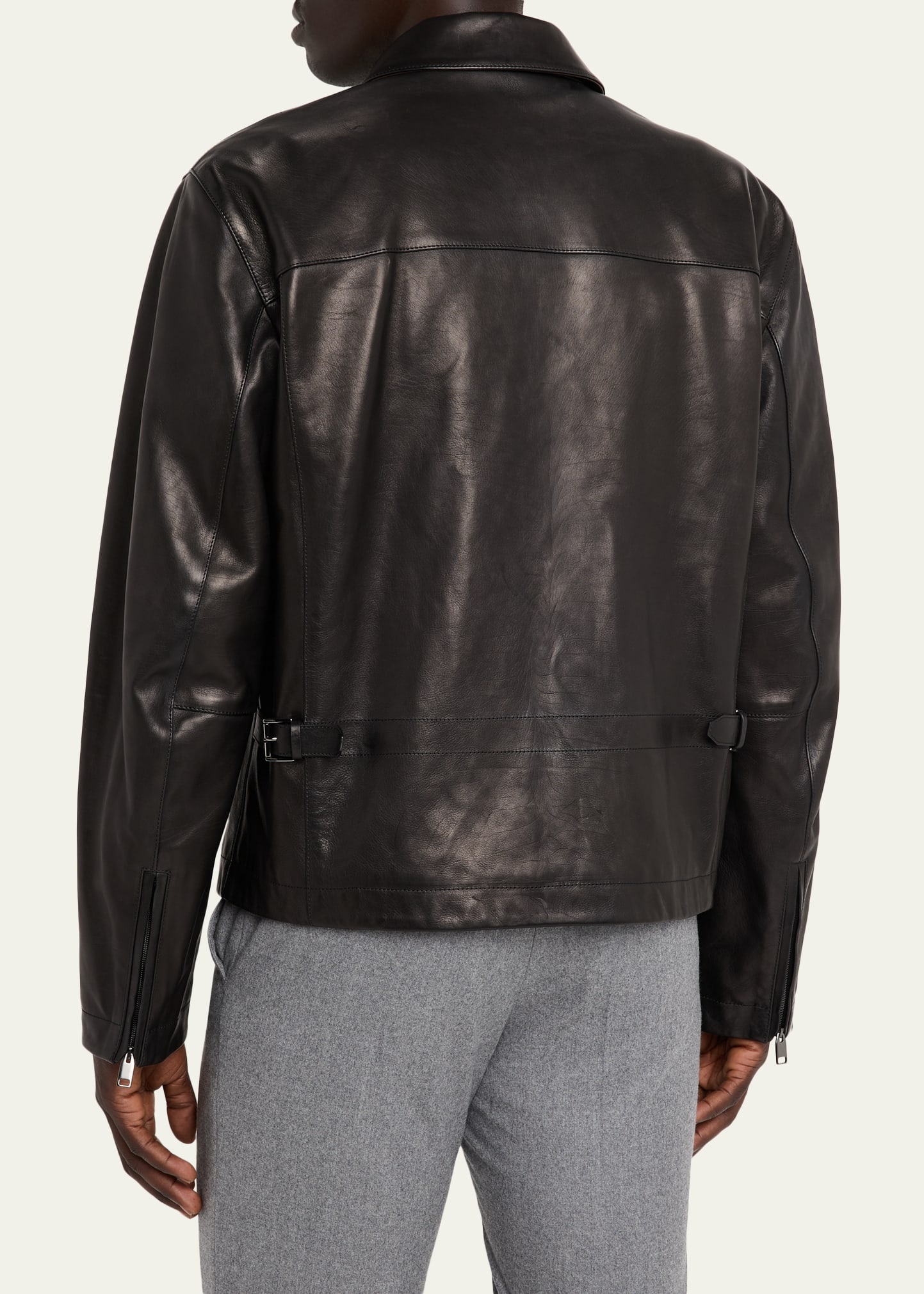 Men's Leather Moto Jacket - 3