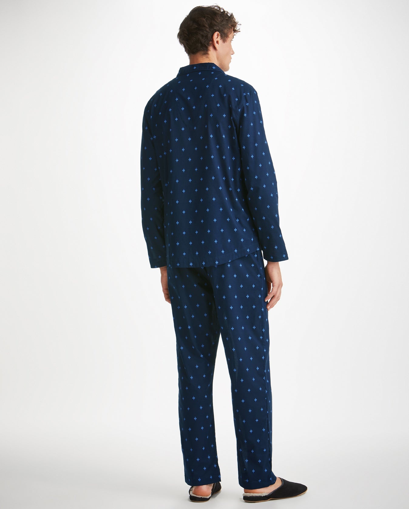 Nelson Paisley Cotton Modern Fit Pyjama Set - Navy - 3