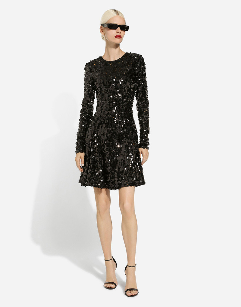 Dolce & Gabbana Short long-sleeved sequined dress outlook
