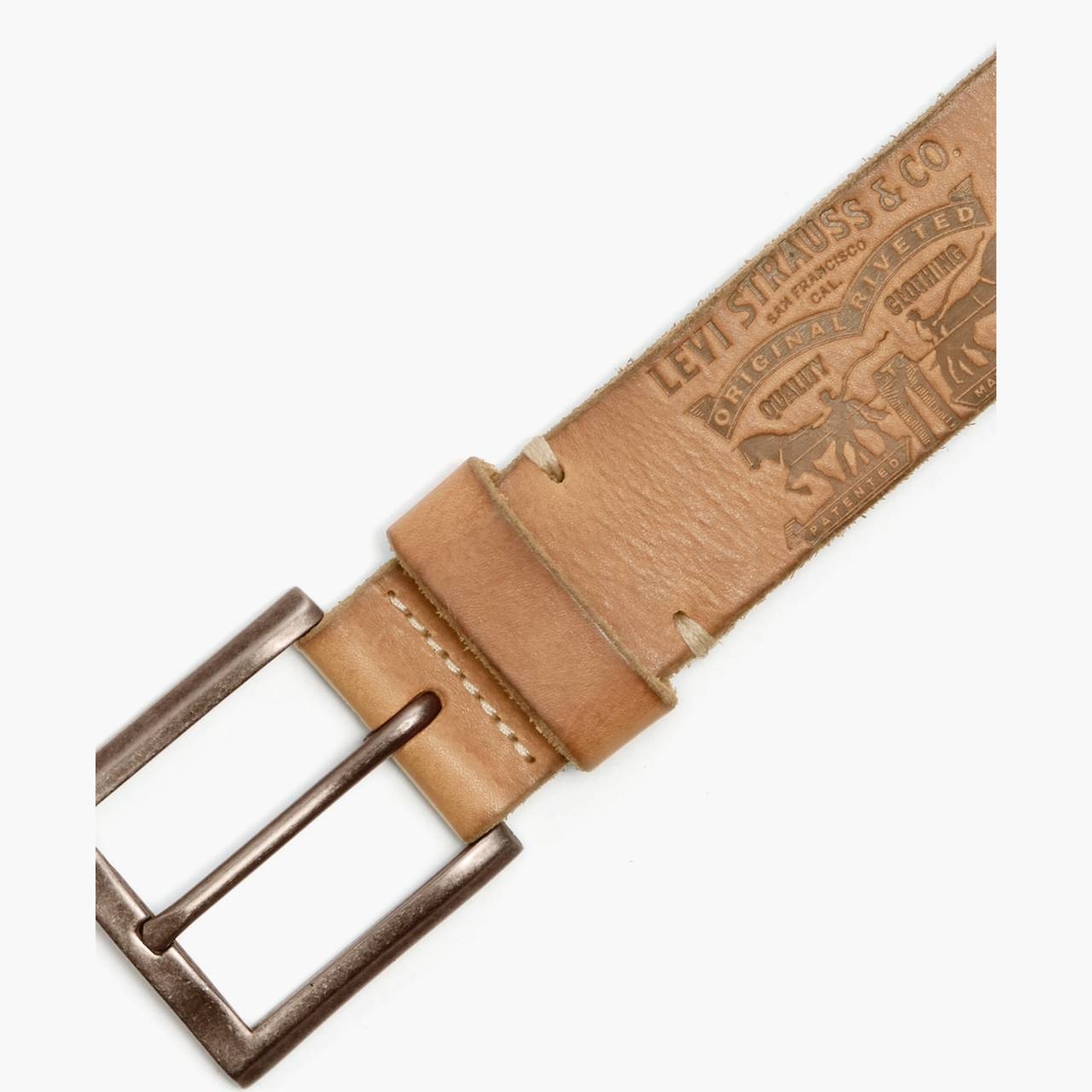 EMBOSSED HORSE PULL LEATHER BELT - 3