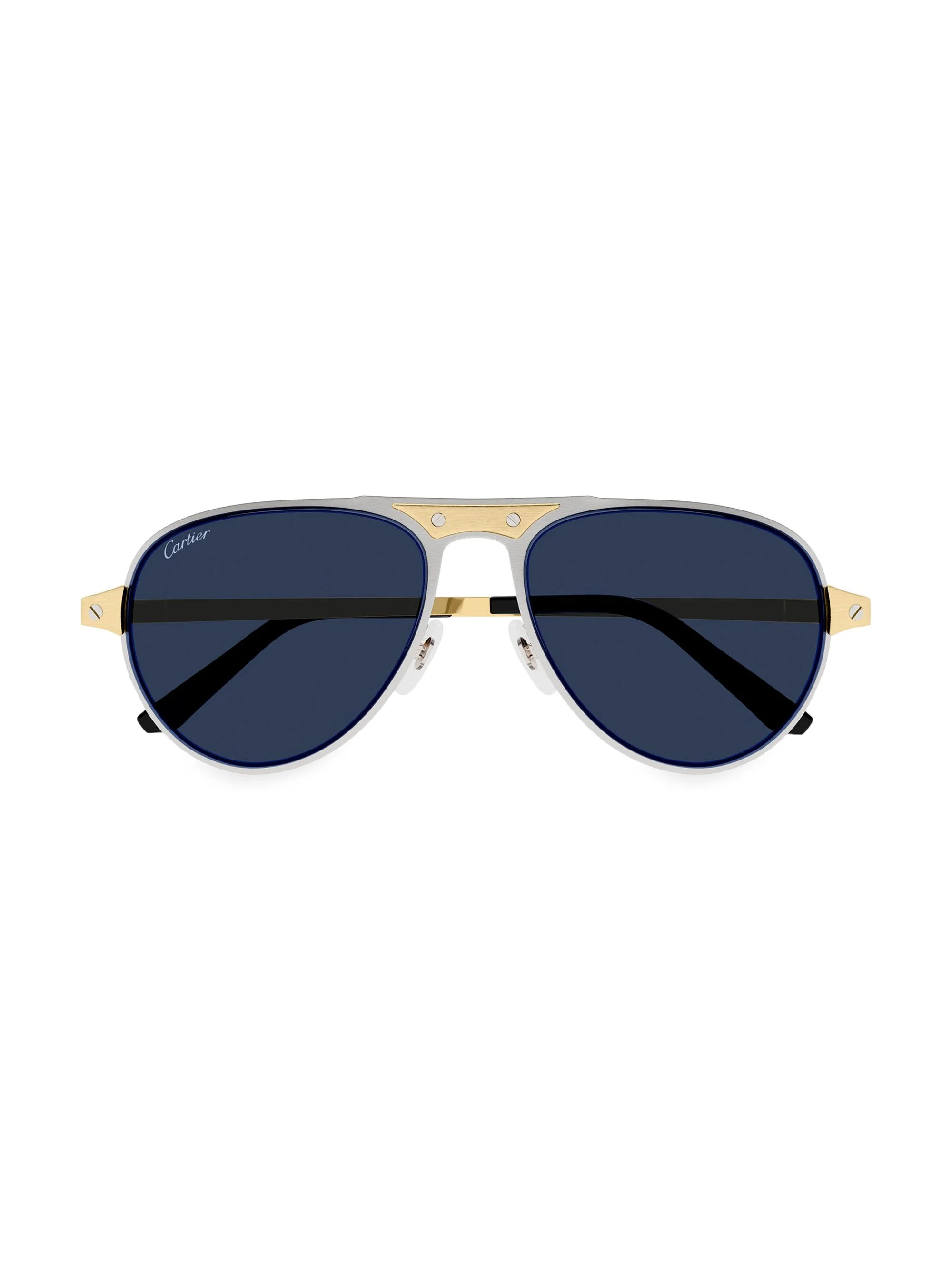 Men's Santos Evolution 58MM Pilot Sunglasses - Gold Silver Blue - 1