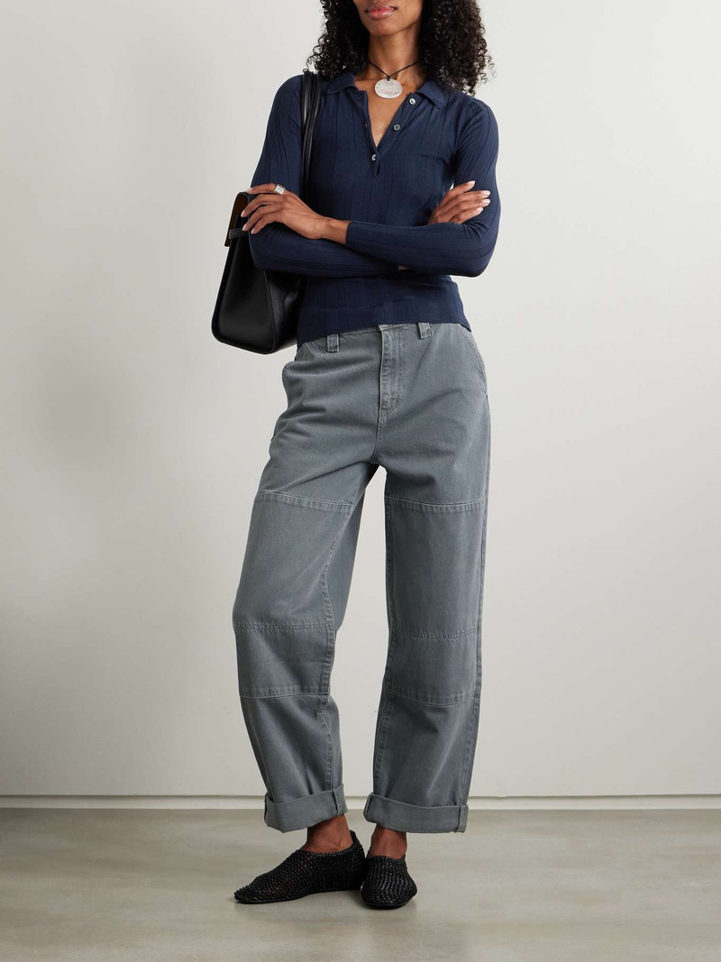 &DAUGHTER Ribbed wool polo shirt Navy outlook