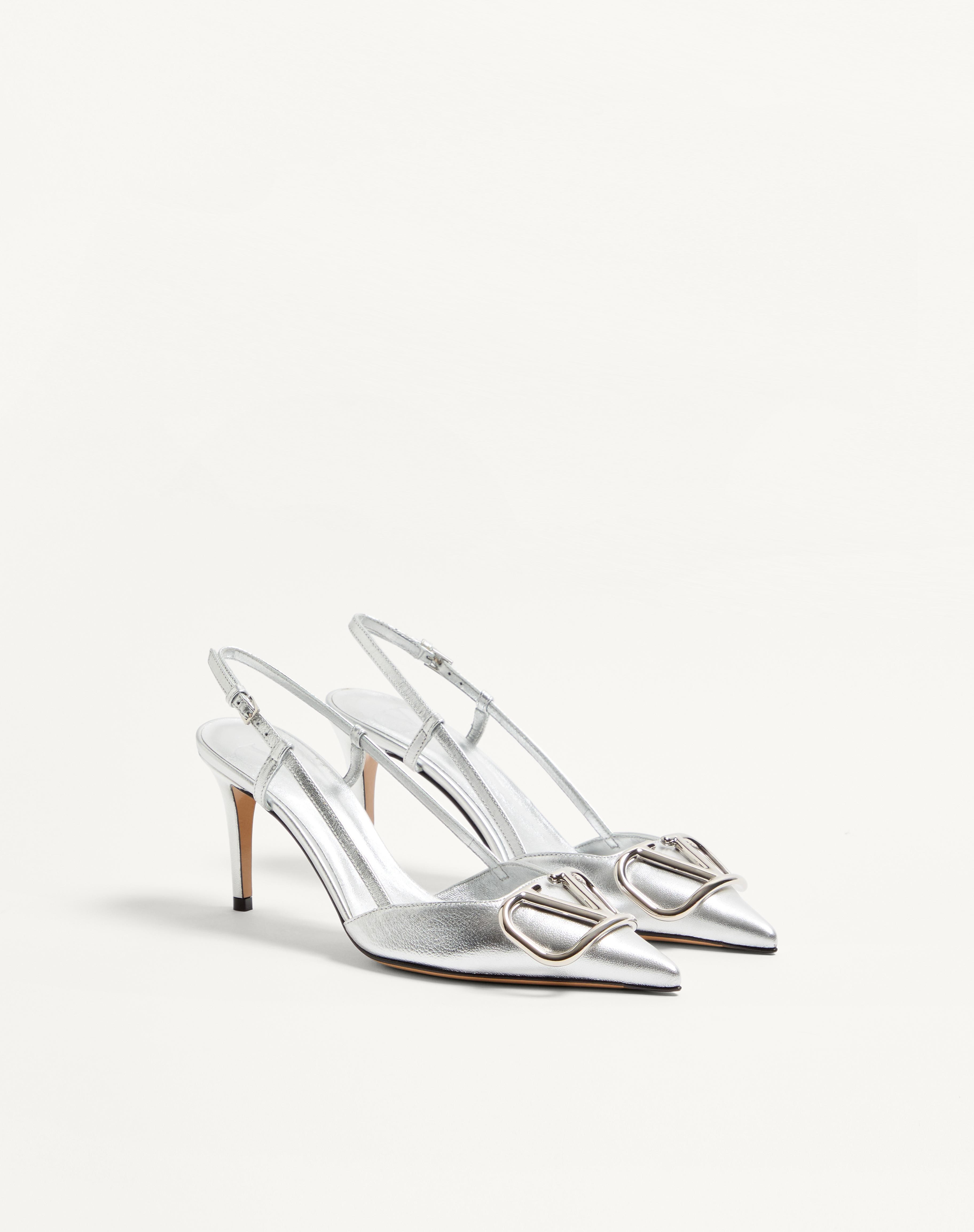 VLOGO SIGNATURE SLINGBACK PUMP IN LAMINATED NAPPA LEATHER 80MM - 2