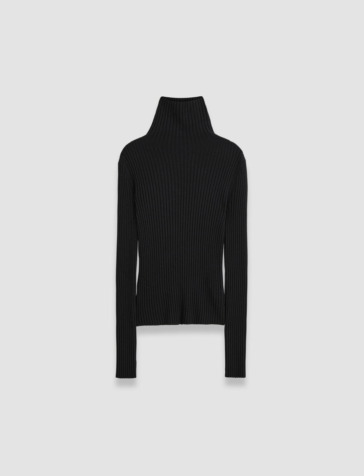 Merino Silk Rib High Neck Jumper - 1