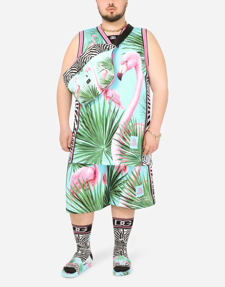 Technical fabric singlet with flamingo print - 2