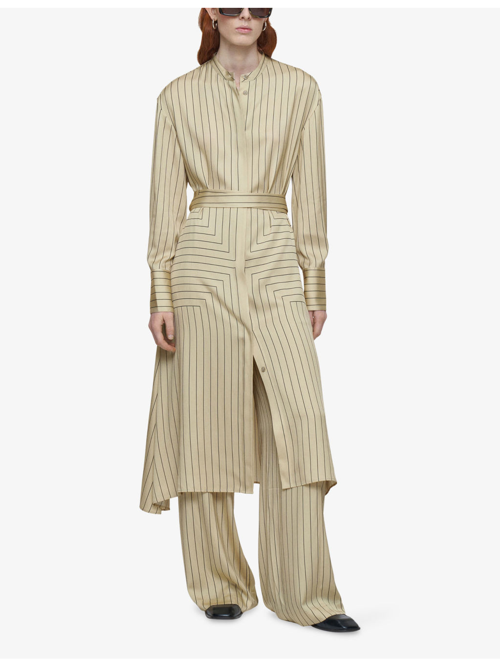 Orlana Geometric-Stripe Stretch Silk-Blend Midi Dress - 3