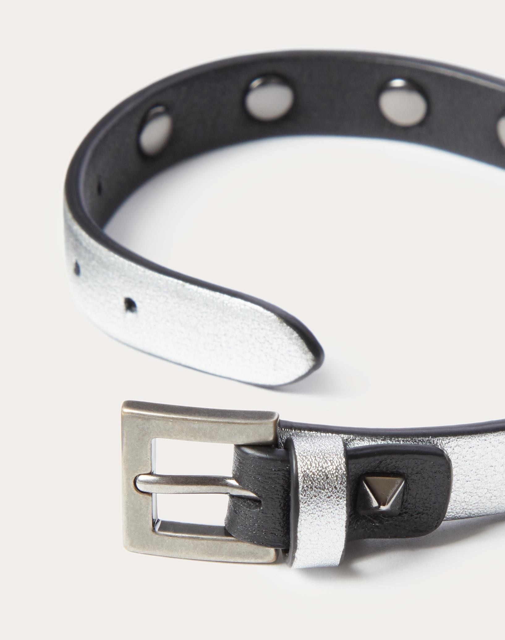 LEATHER ROCKSTUD BRACELET WITH ANTIQUE SILVER-FINISH STUDS - 4