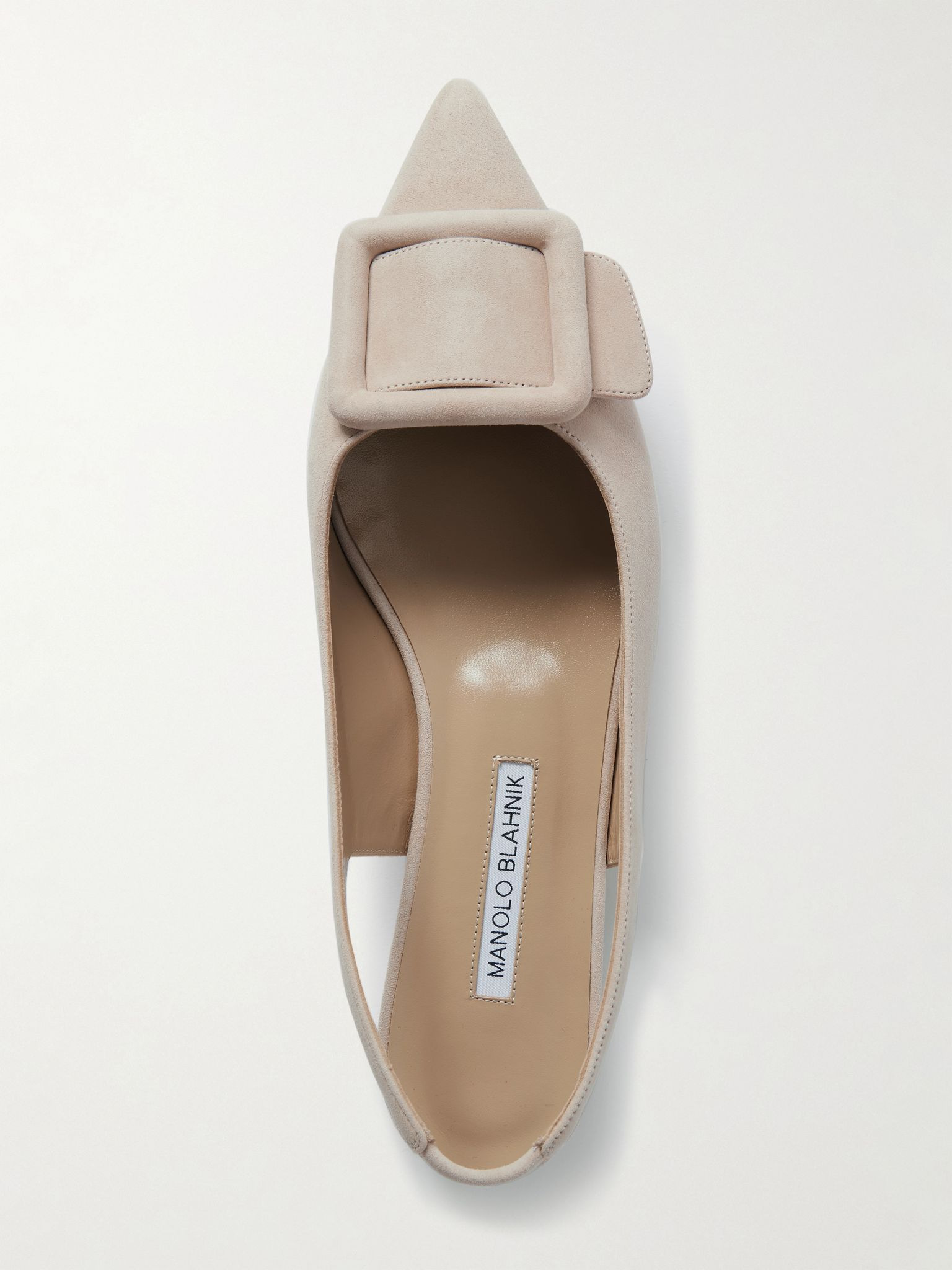 Maylura buckled suede slingback flats Beige - 5