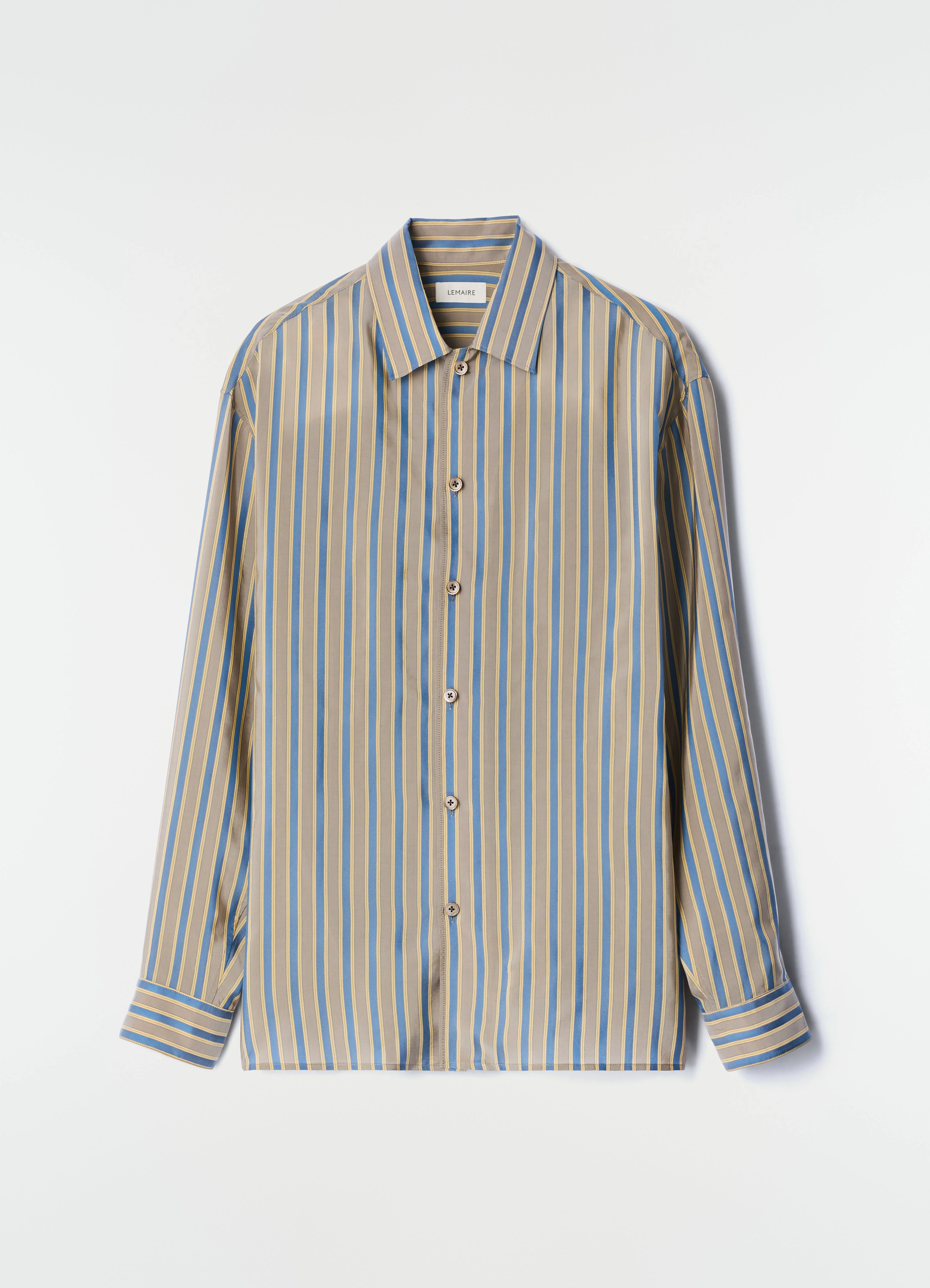 CONVERTIBLE COLLAR SHIRT IN STRIPED SHINY CUPRO - 1