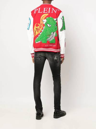 PHILIPP PLEIN logo-print varsity jacket outlook