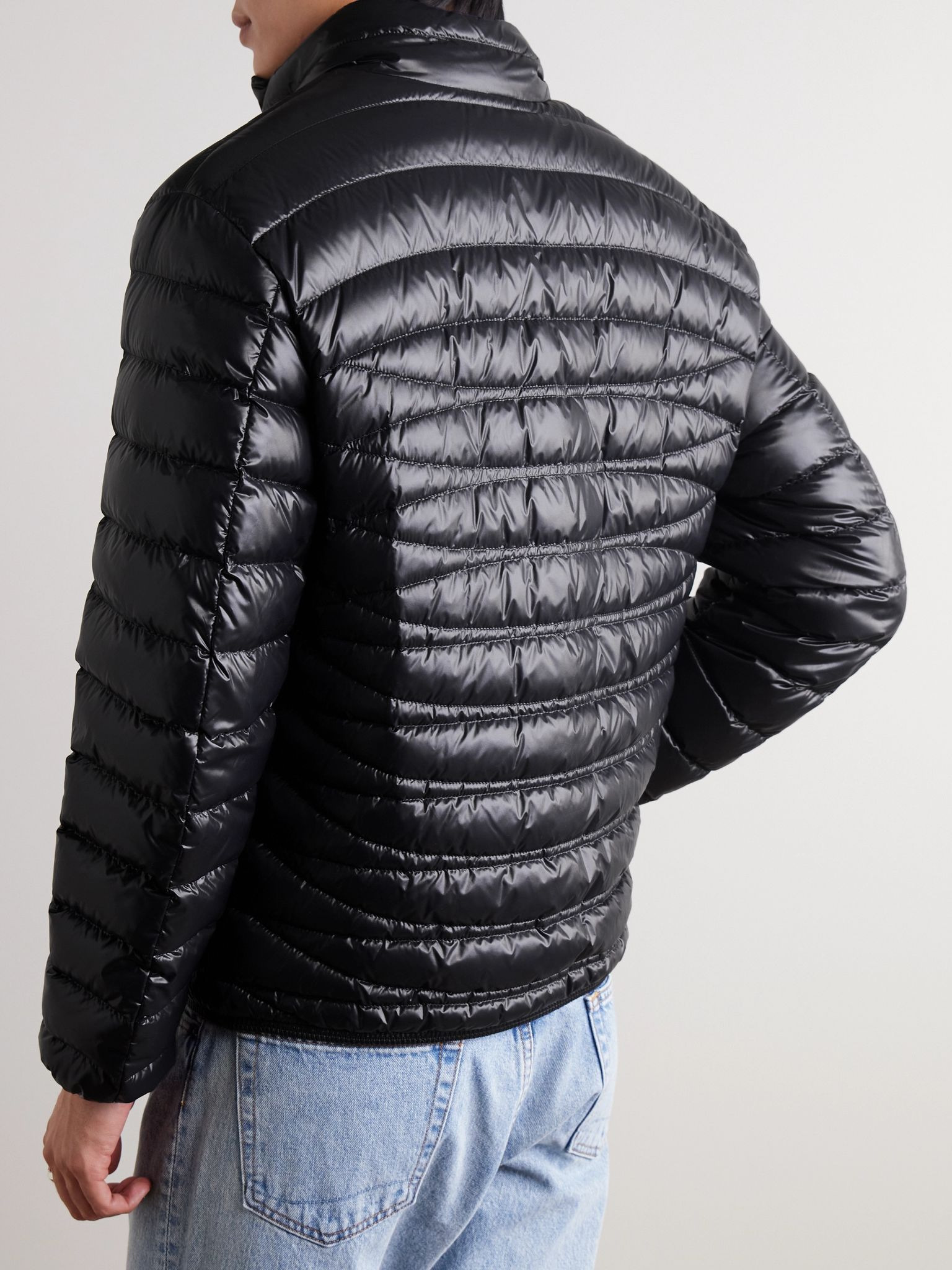 Logo-Appliquéd Quilted Nylon Laqué Down Jacket Black - 3
