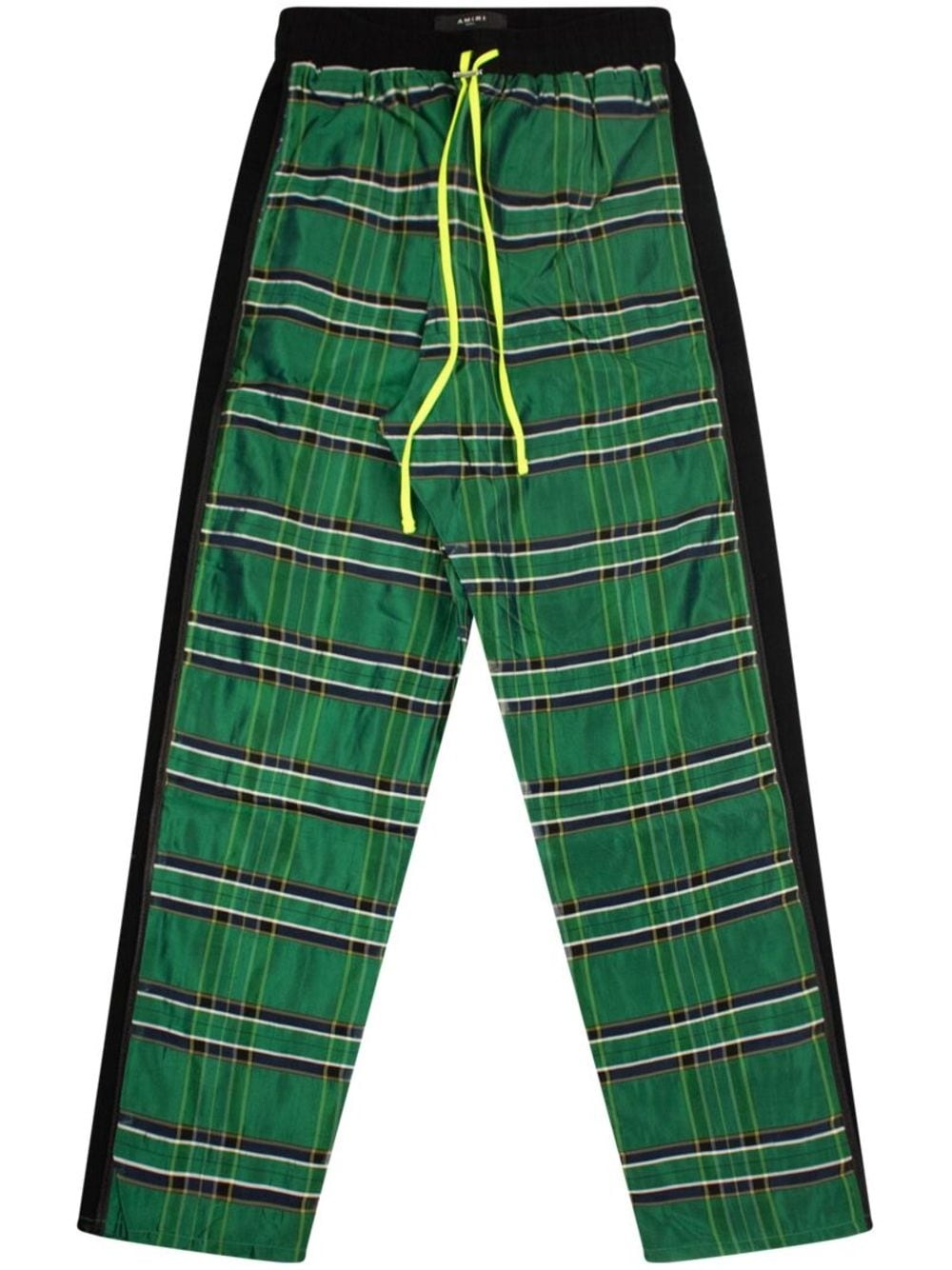 plaid-check silk track pants - 1