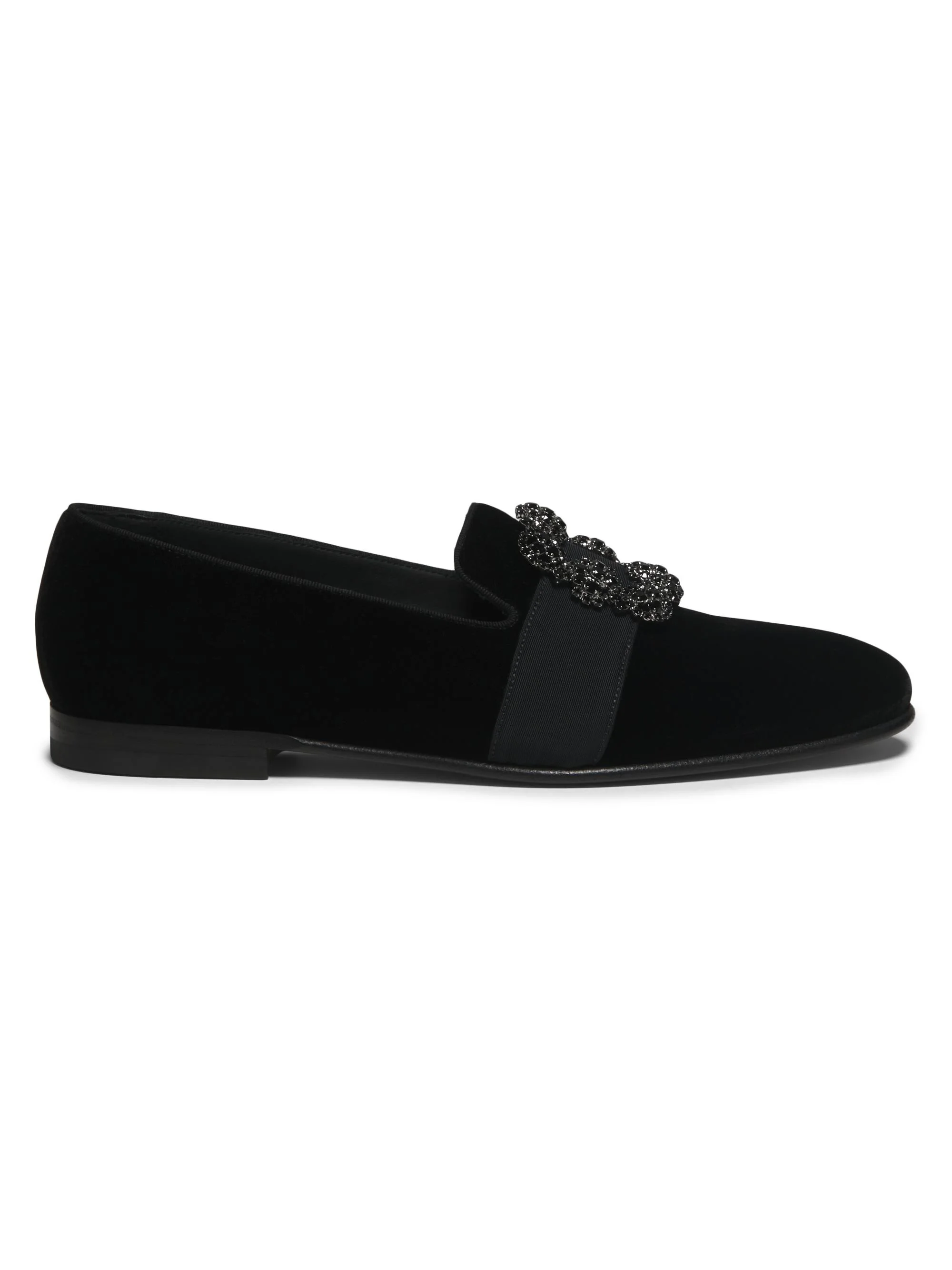 Men's Carlton Crystal-Buckle Loafers - Jet Black Velvet - 1