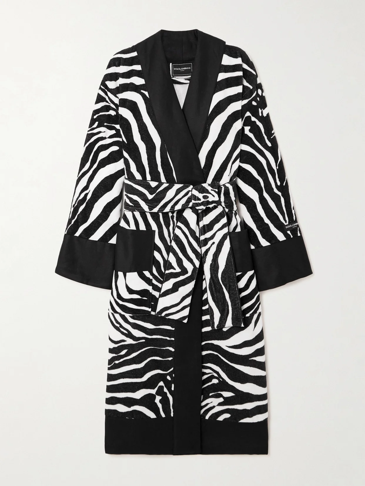 Belted Zebra-print Cotton-terry Robe - 1