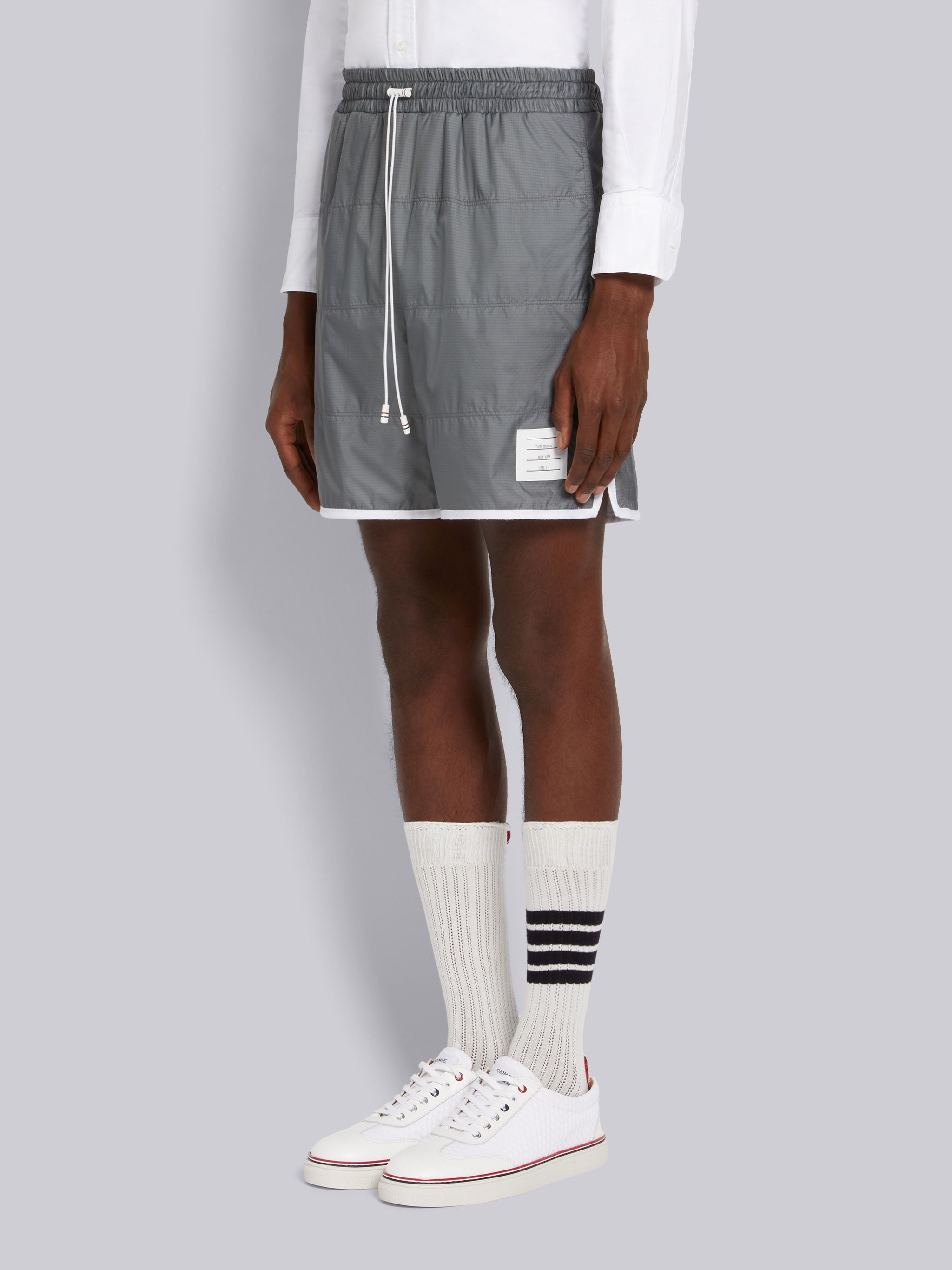 Silver Quilted Ripstop Jersey Lining Track Short - 2