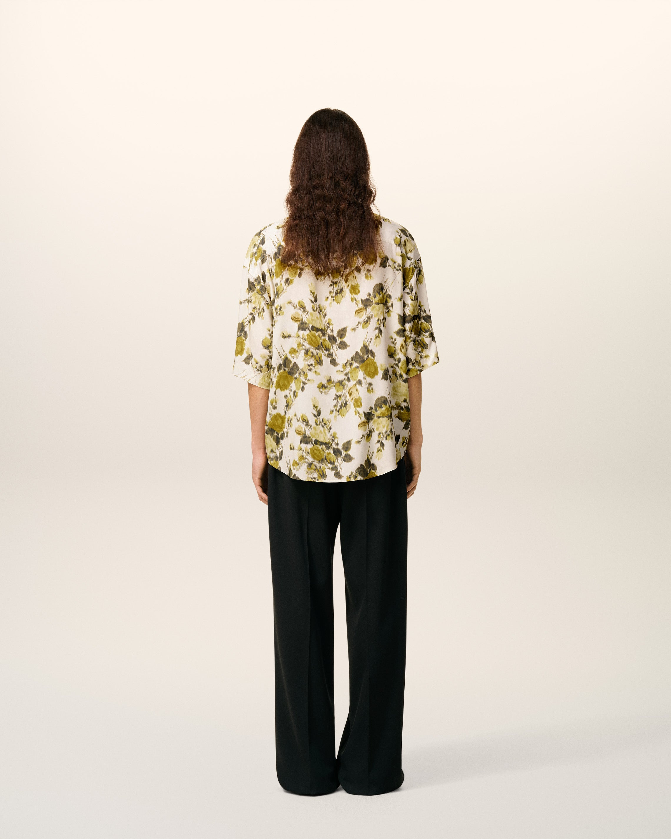 GREEN FLOWER PRINTED  SHORT SLEEVED AMI CAMP SHIRT - 5