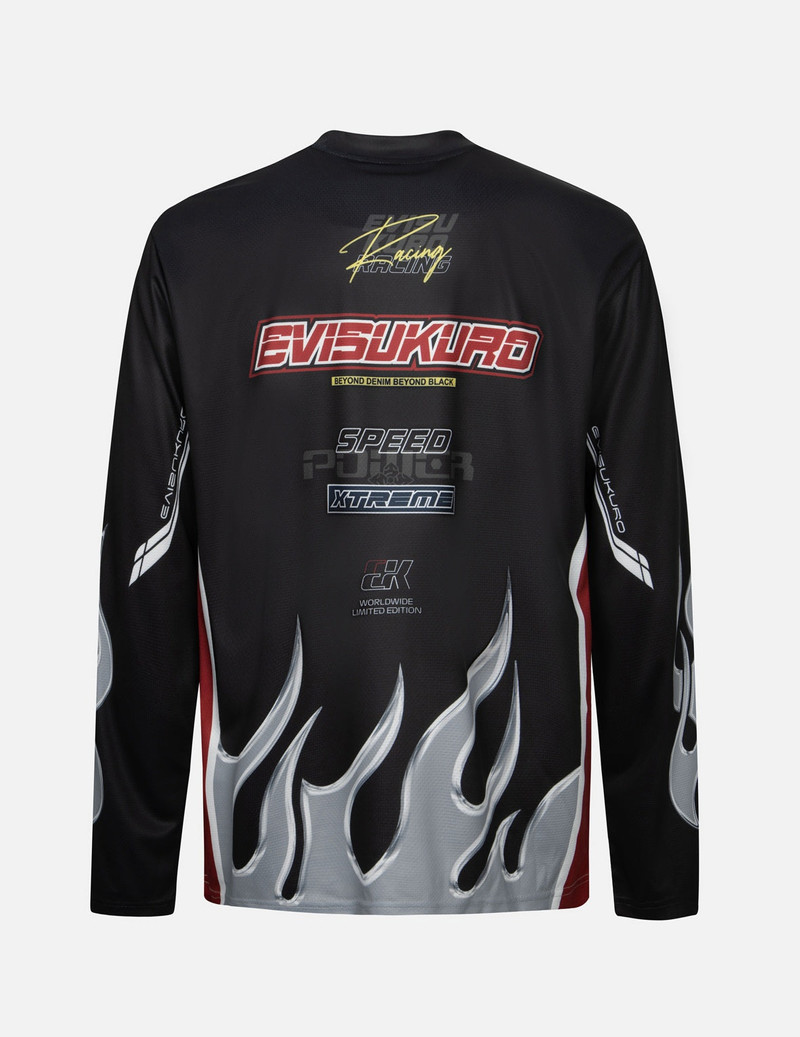 EVISU Chrome Fire and Multi-Logo Regular Fit Long-Sleeve Racing T-Shirt outlook