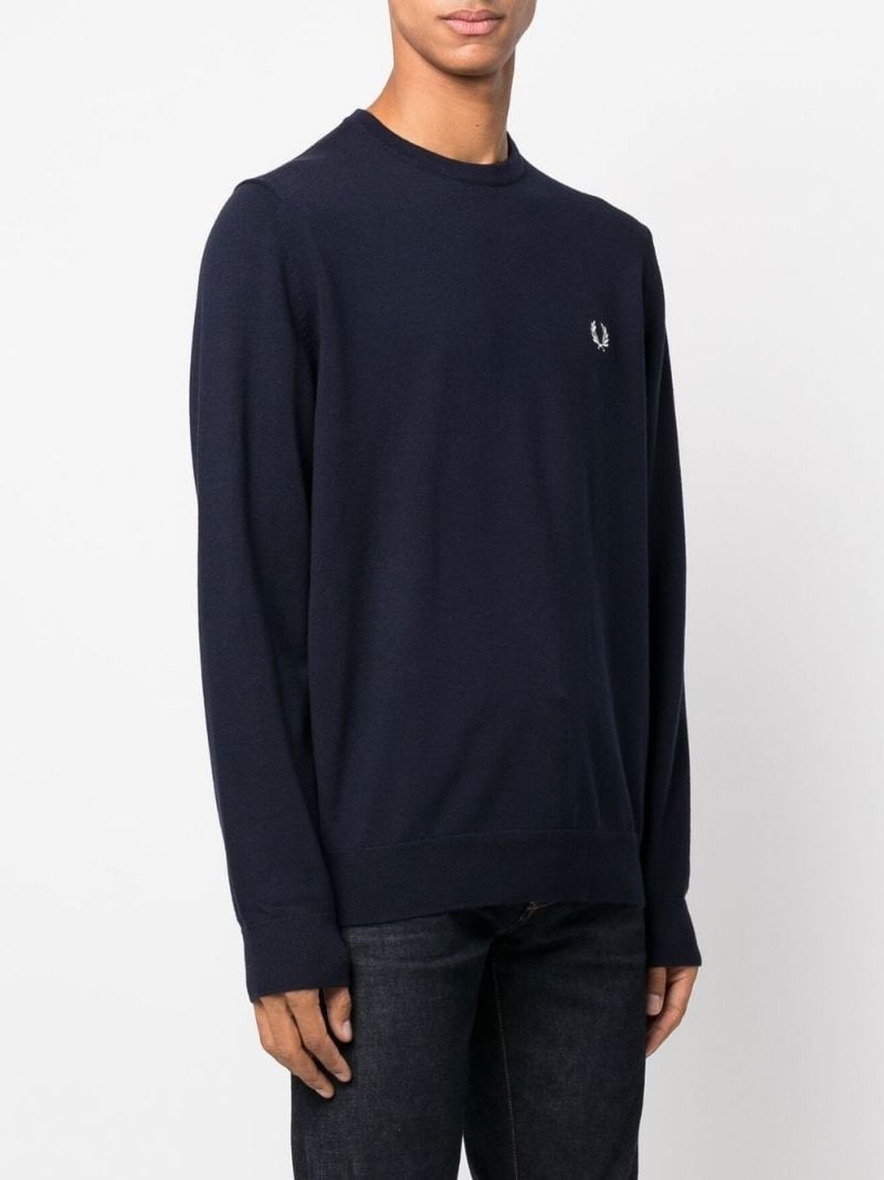 logo-embroidered wool-cotton jumper - 5