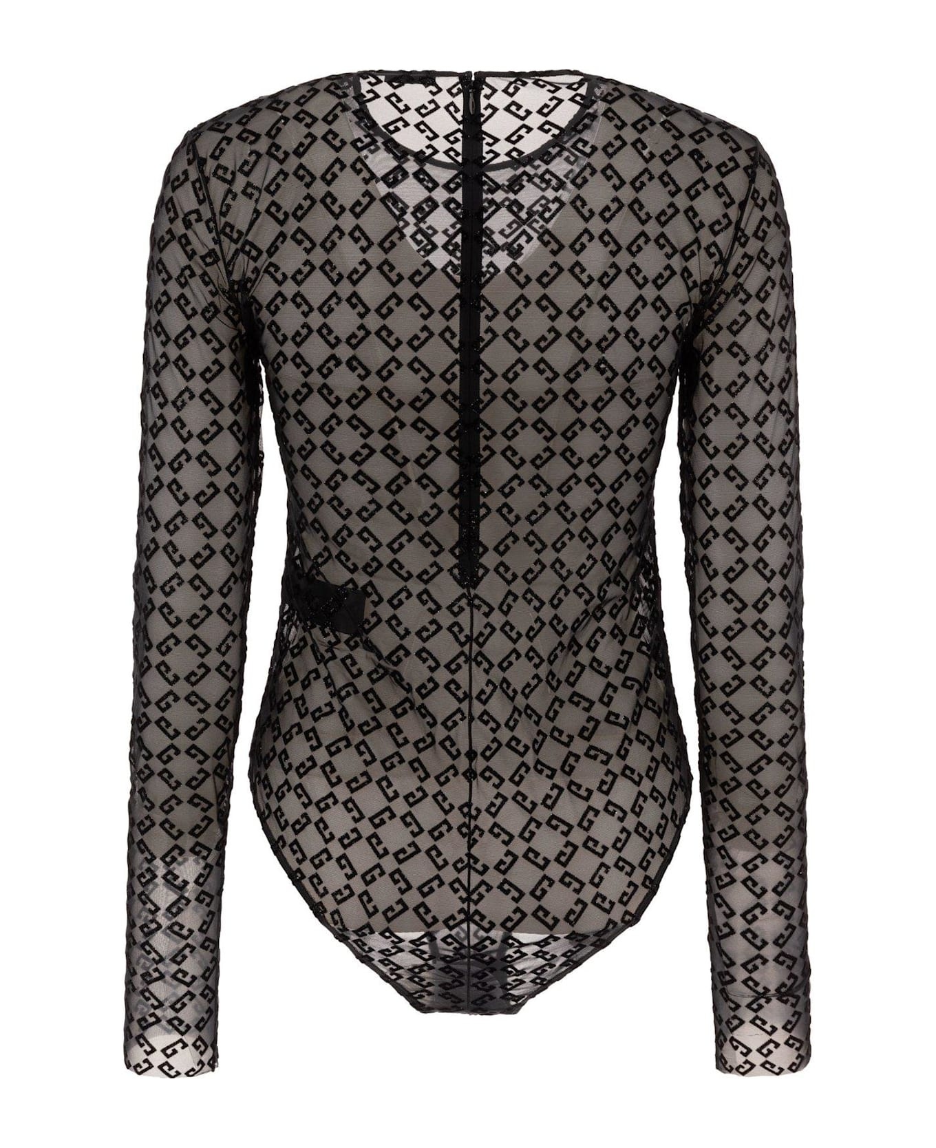 Monogrammed Sheer Long-sleeve Top - 2