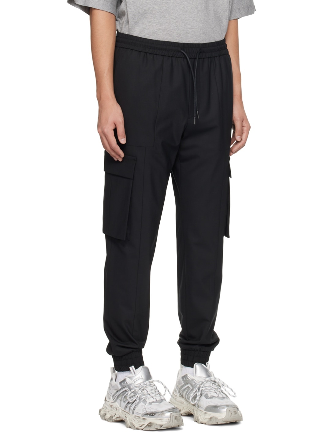 Black Drawstring Cargo Pants - 2