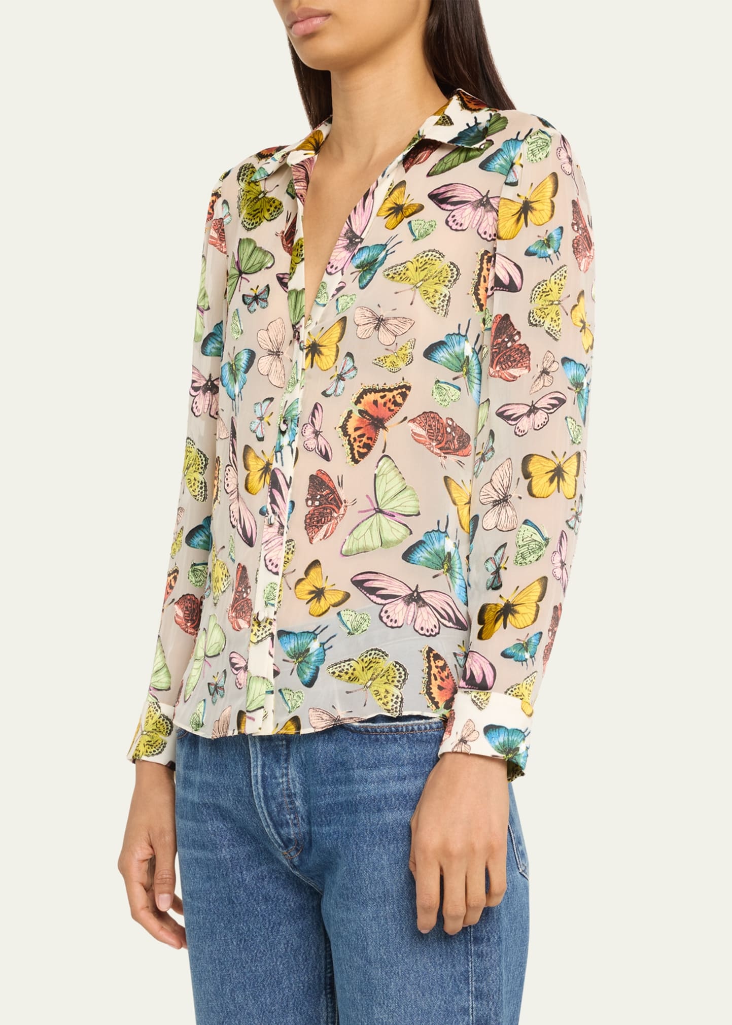 Eloise Boundless Butterfly Button-Front Blouse - 4