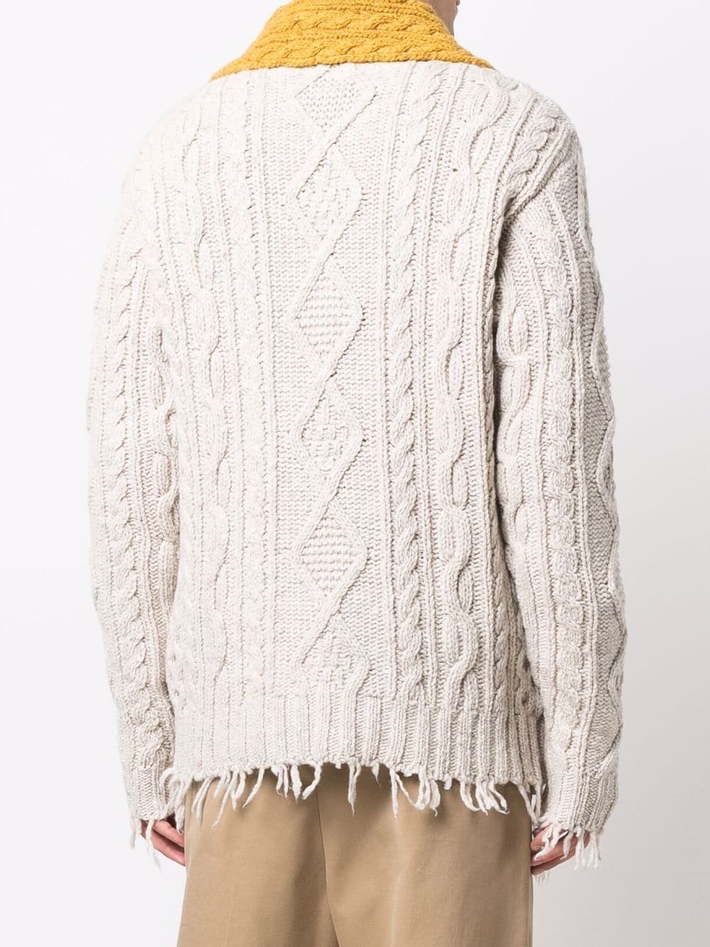 contrasting-lapels cable-knit cardigan - 4