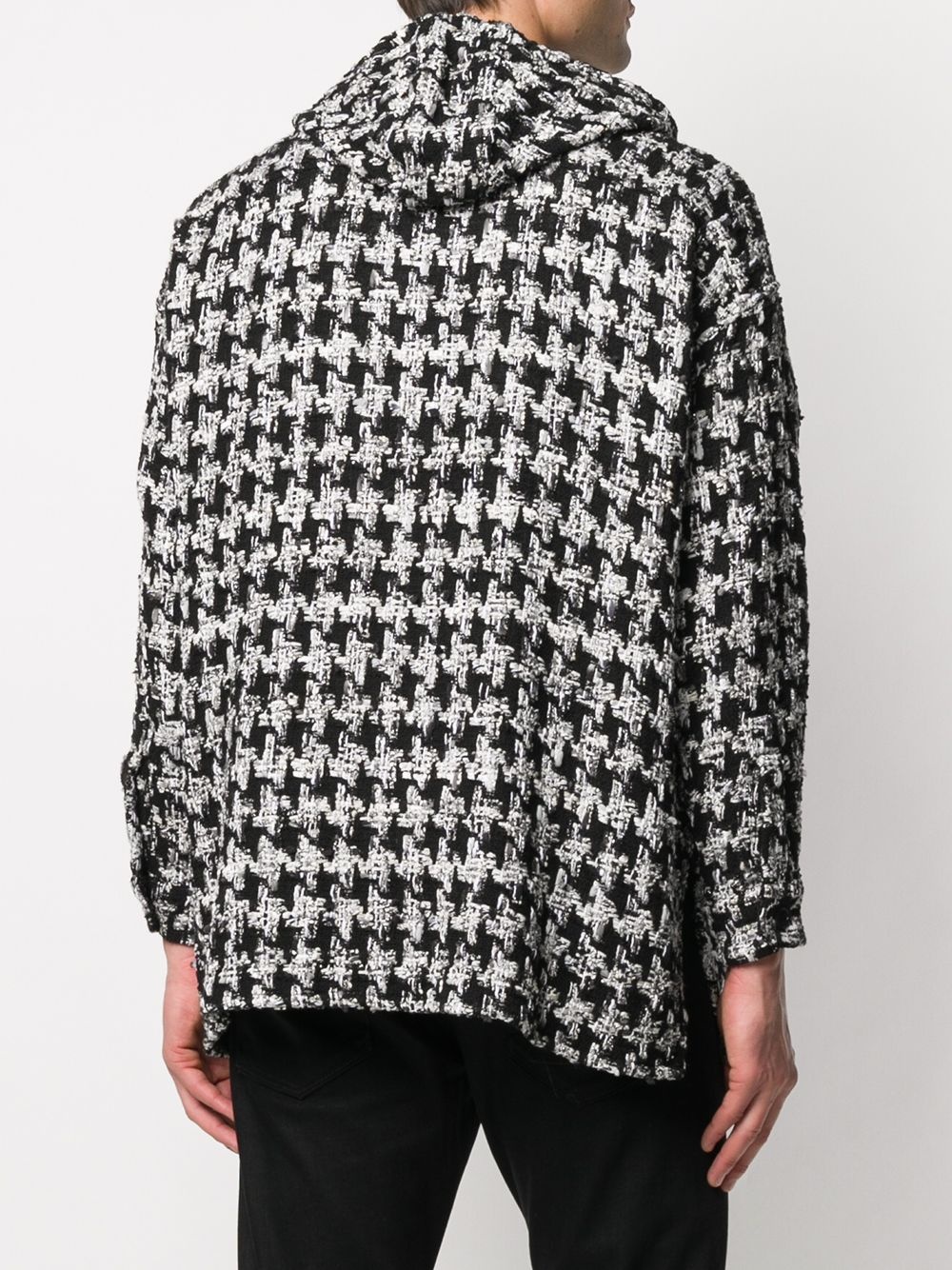 hooded button-up tweed jacket - 5