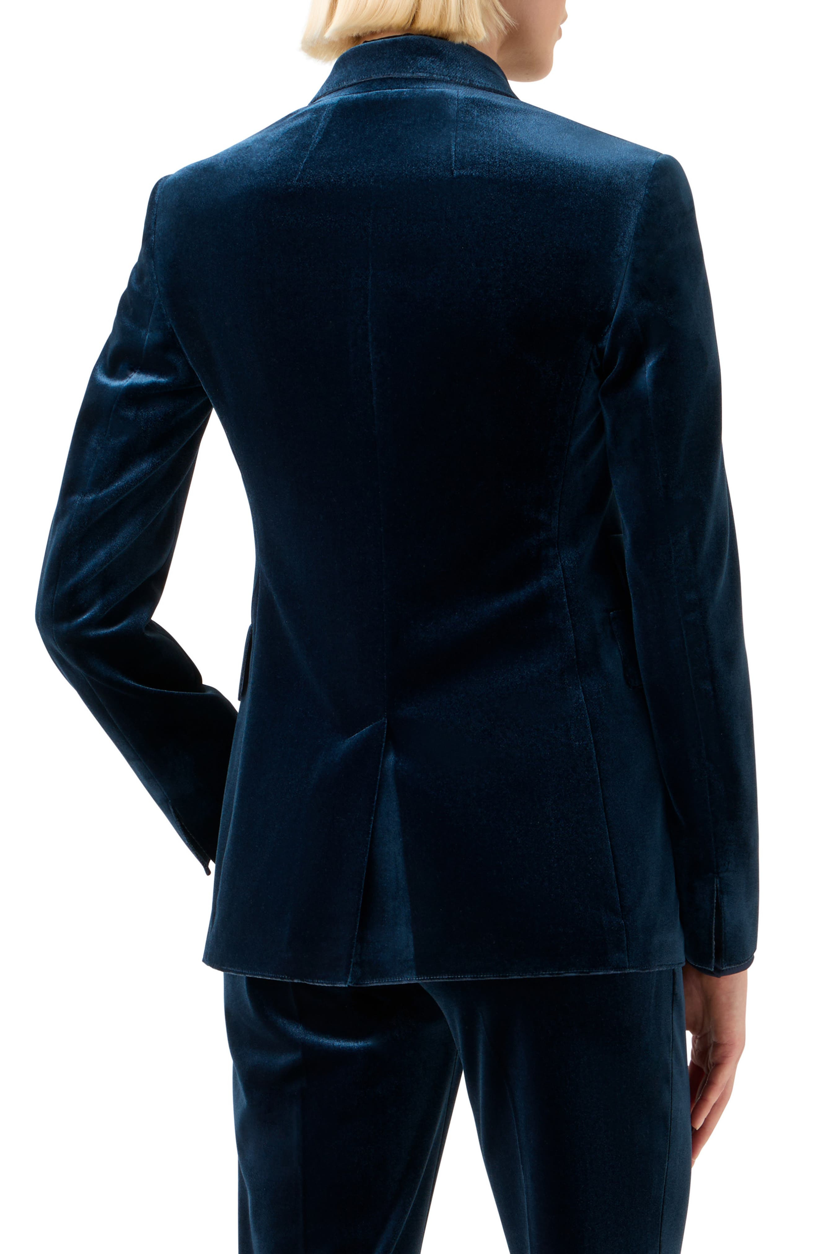Akris Percival Velvet Neoprene Blazer in Denim Blue at Nordstrom - 2