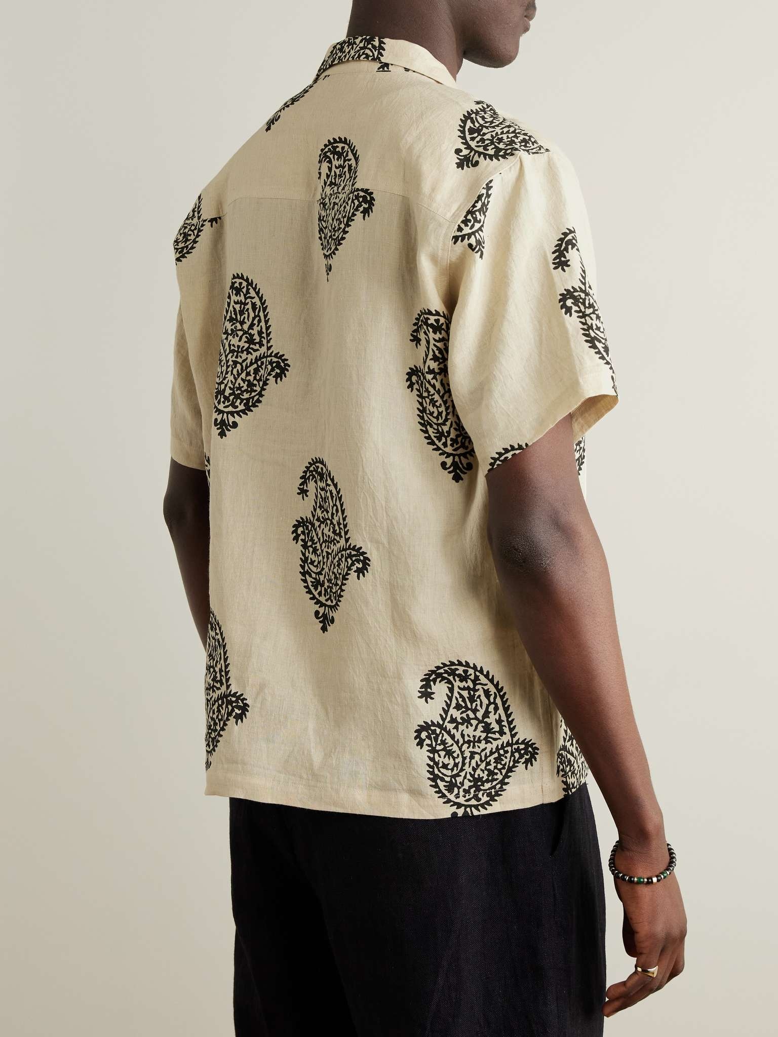 Camp-Collar Paisley-Print Linen Shirt - 3