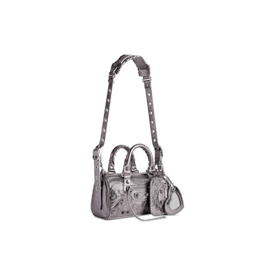 BALENCIAGA Women's Le Cagole Mini Duffle Bag Metallized in Silver outlook