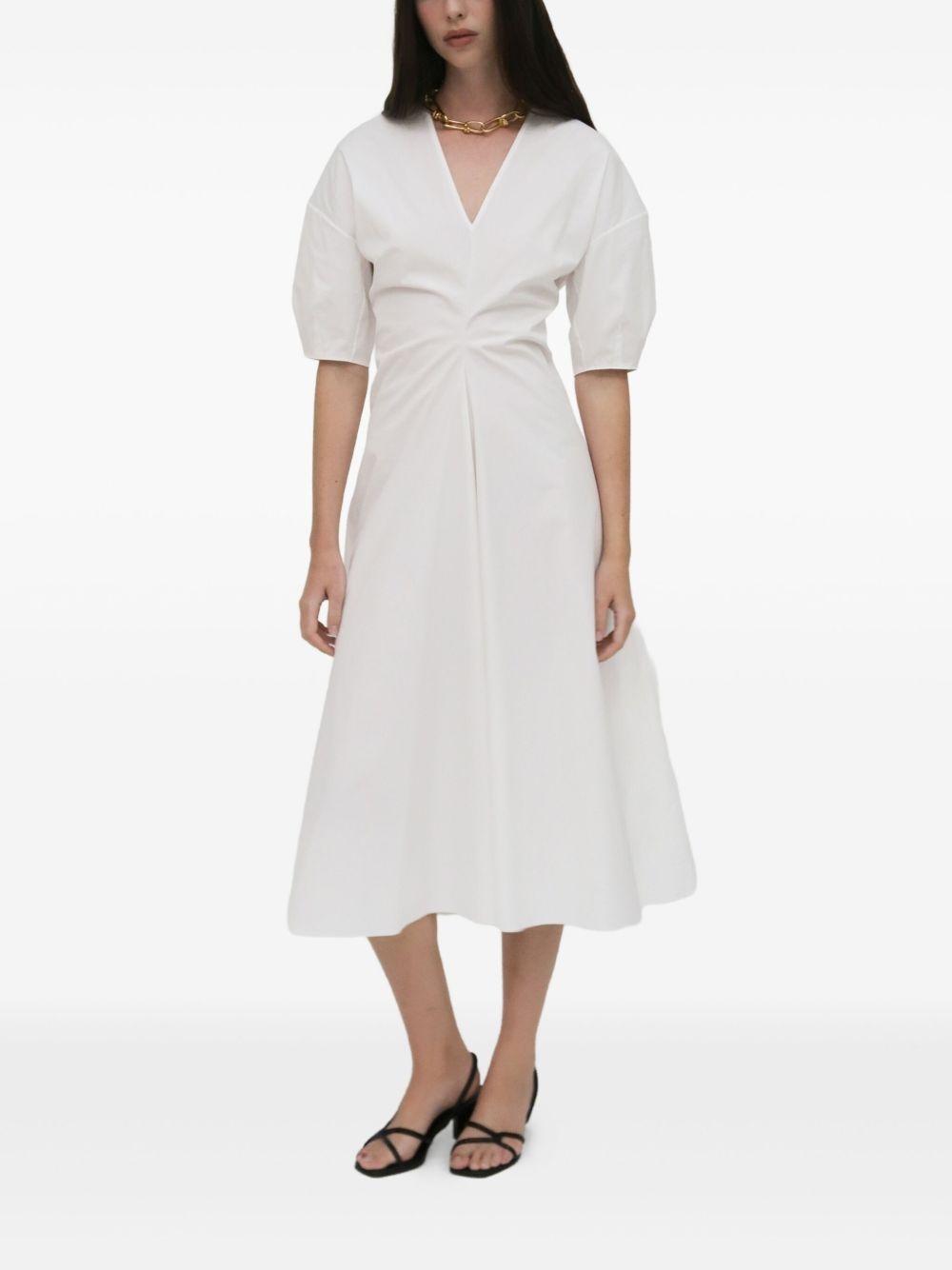 puff-sleeved midi dress - 2