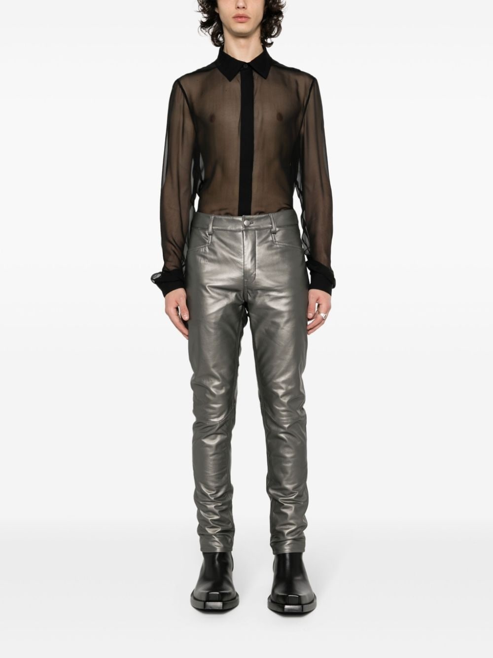 leather tapered trousers - 2