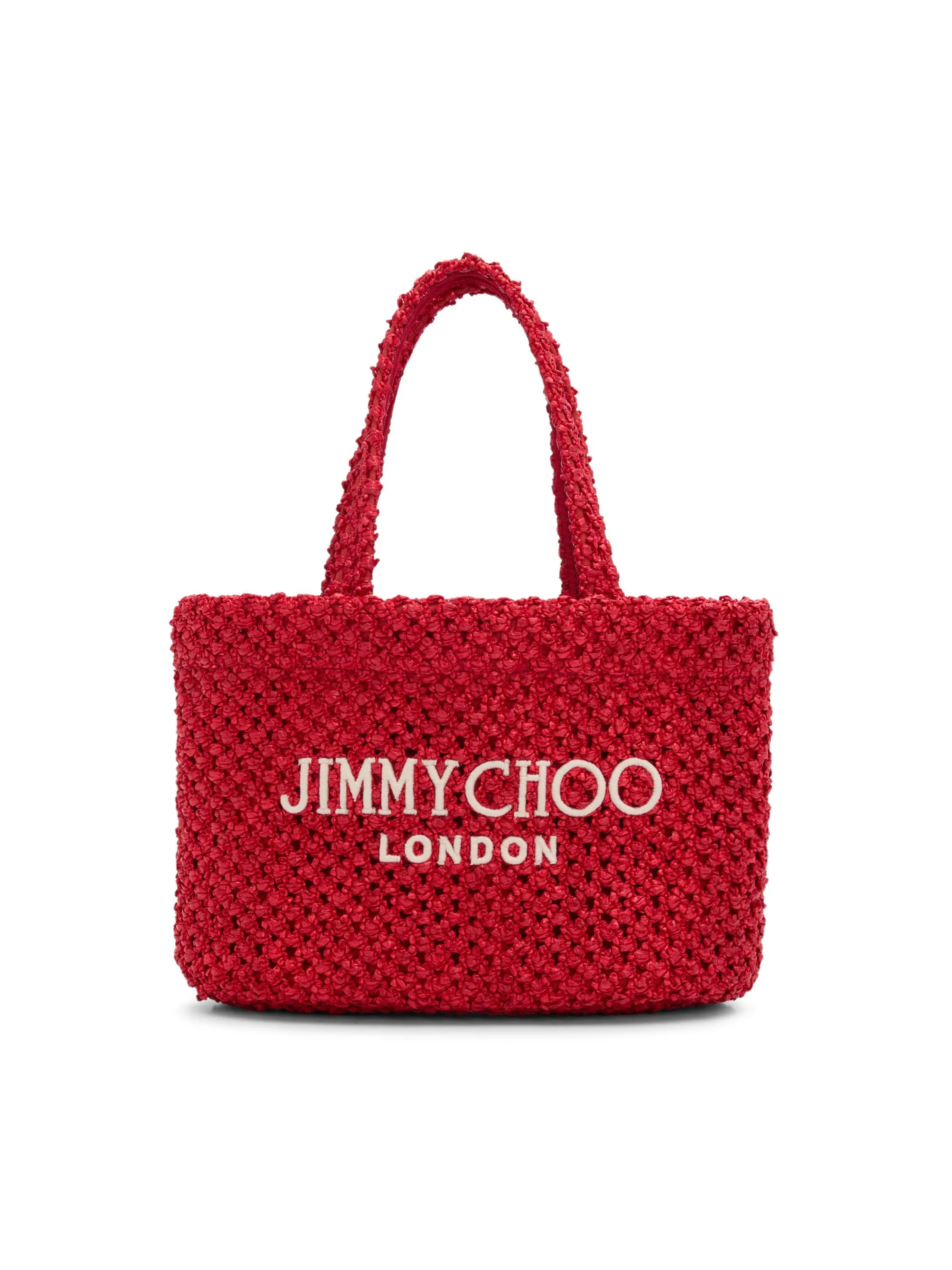 Women's Riviera Capsule Mini Logo-Embroidered Raffia Beach Tote Bag - Ruby Red - 1