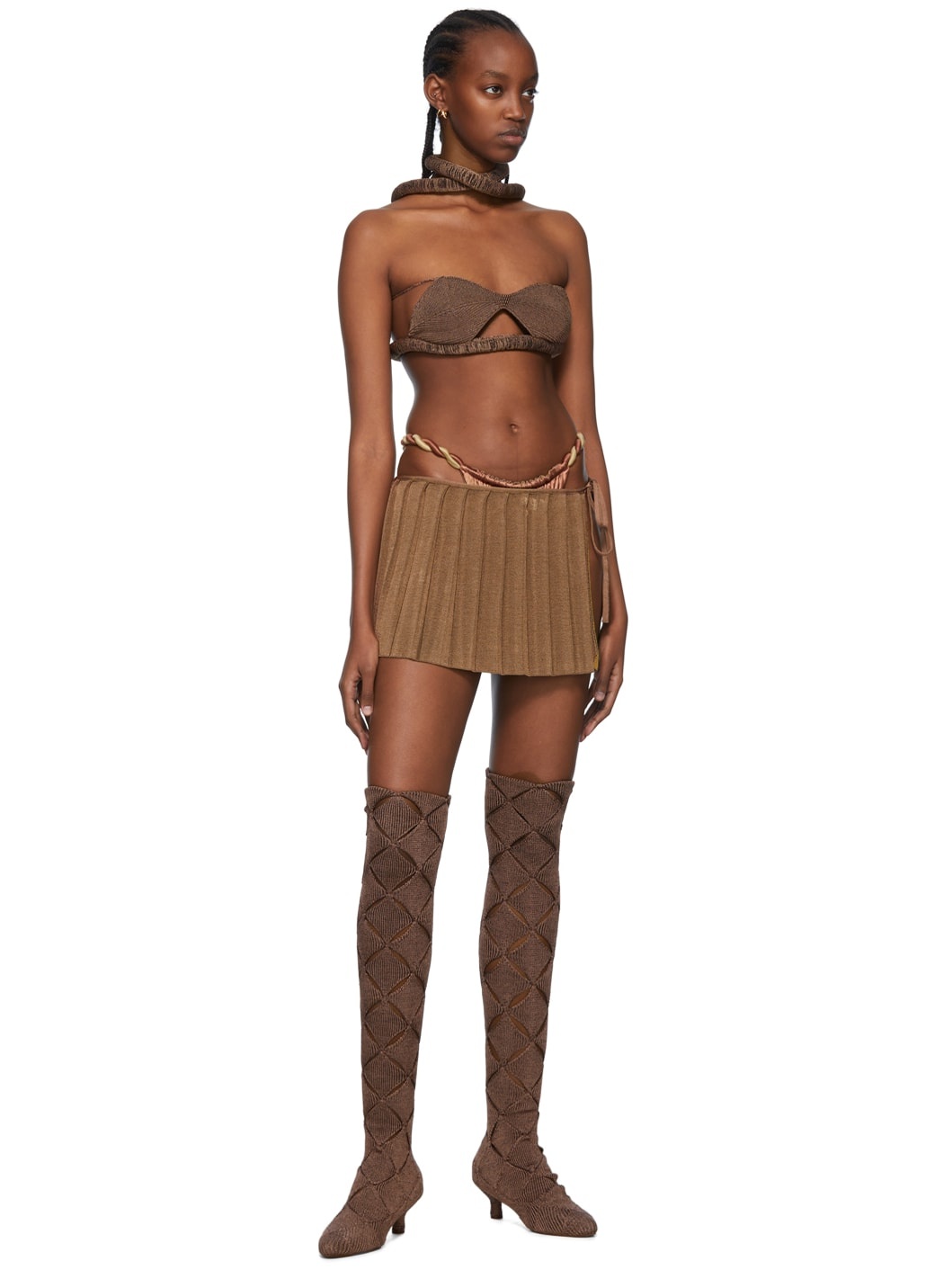 Brown Reversible Mini Skirt - 5