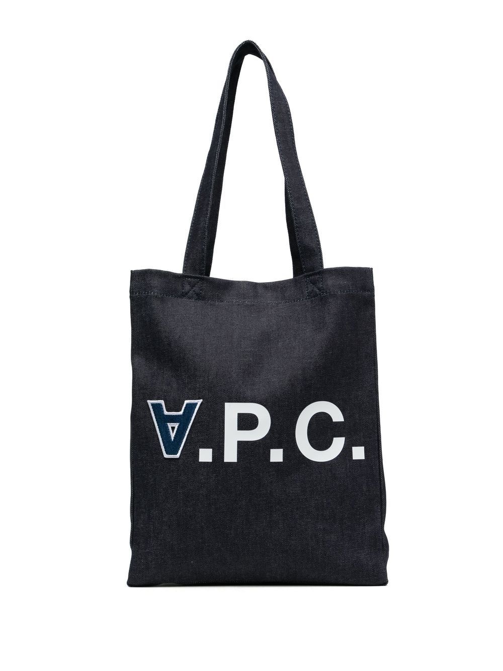 logo-print denim tote - 1