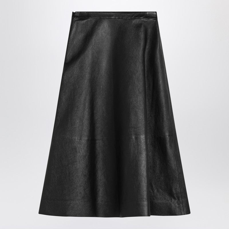 Balenciaga Black Leather Flared Skirt Women - 2