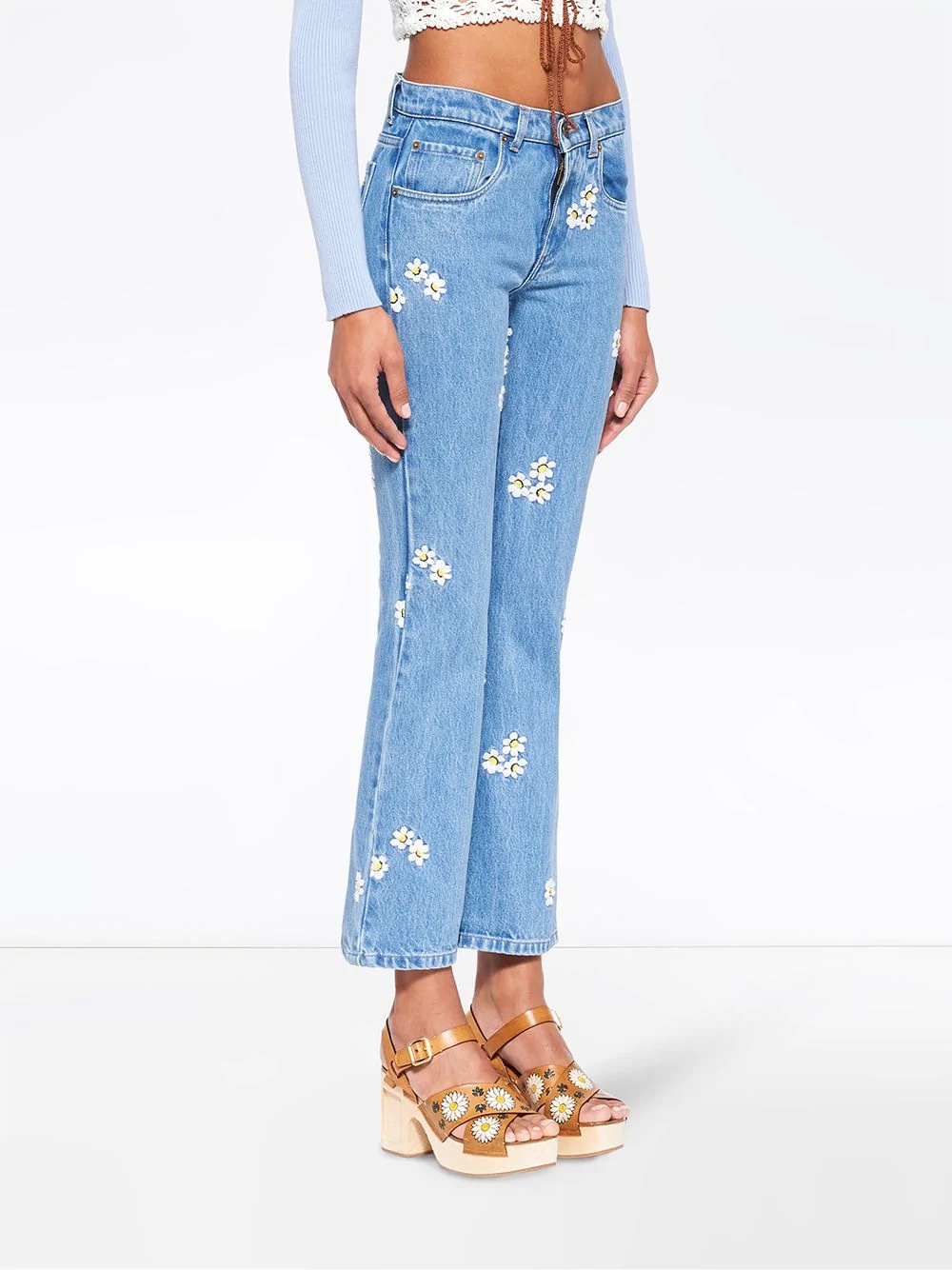 floral embroidered jeans - 3